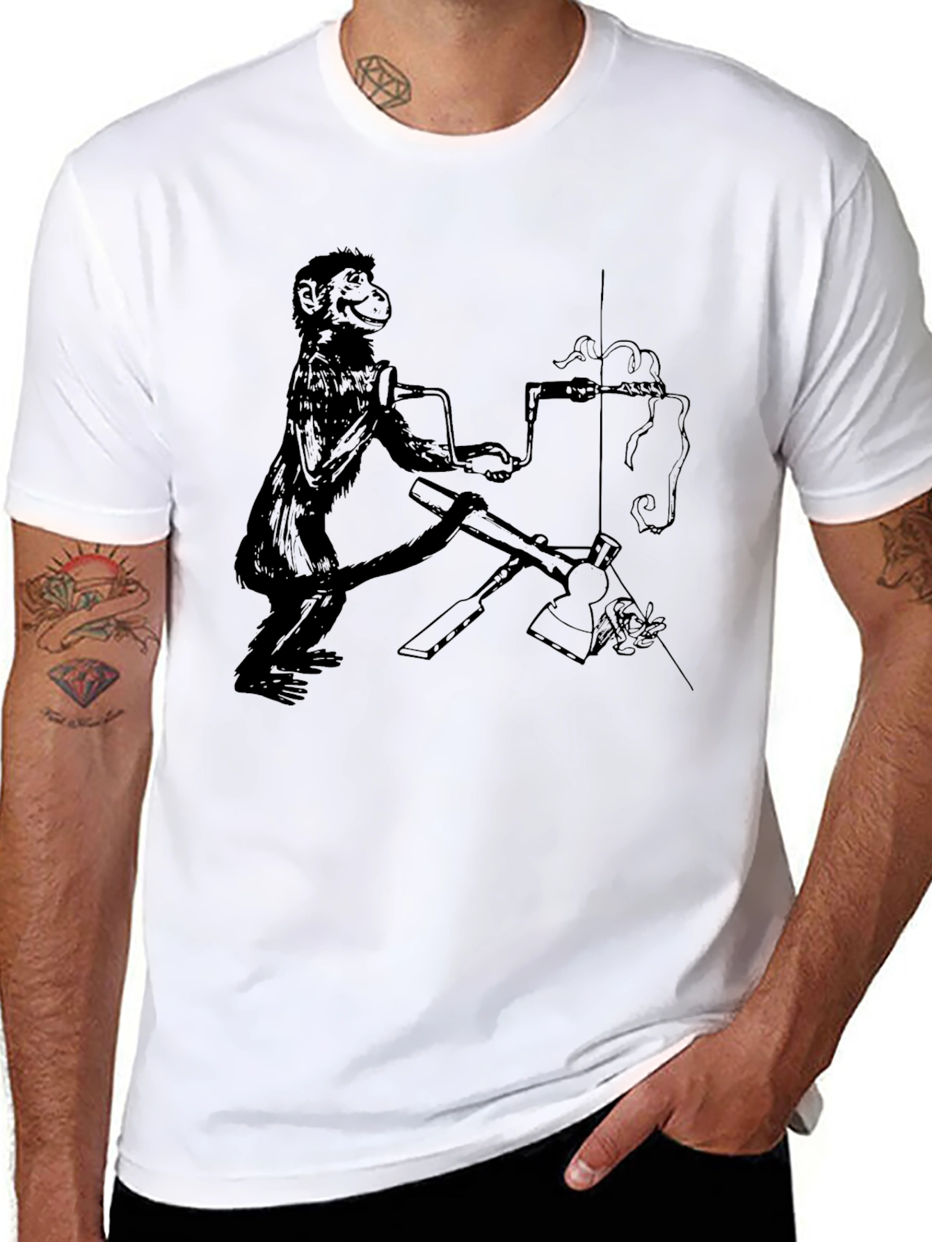Monkey Mechanic Graphic Tee - Black Cotton Shirt