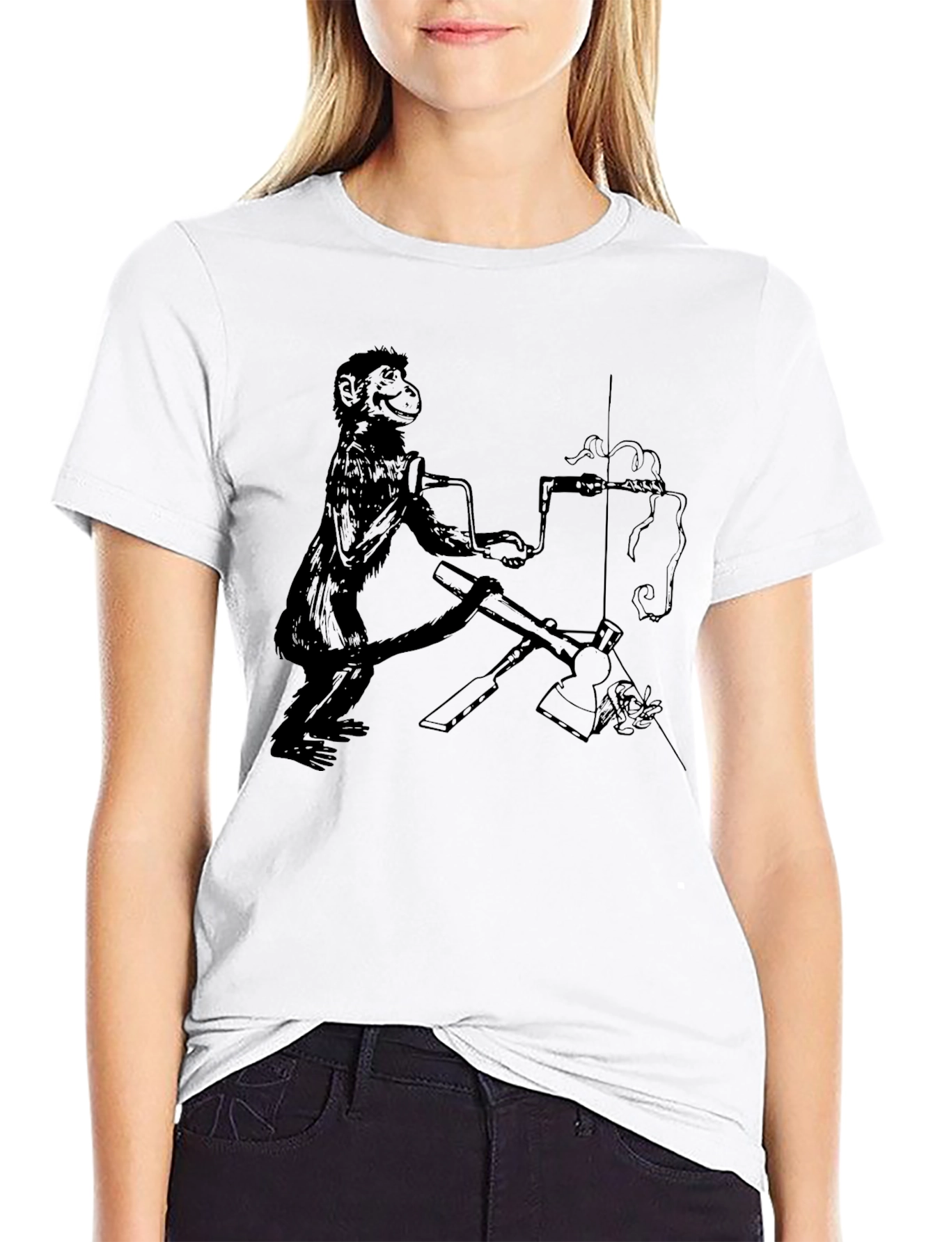 Monkey Mechanic Graphic Tee - Black Cotton Shirt