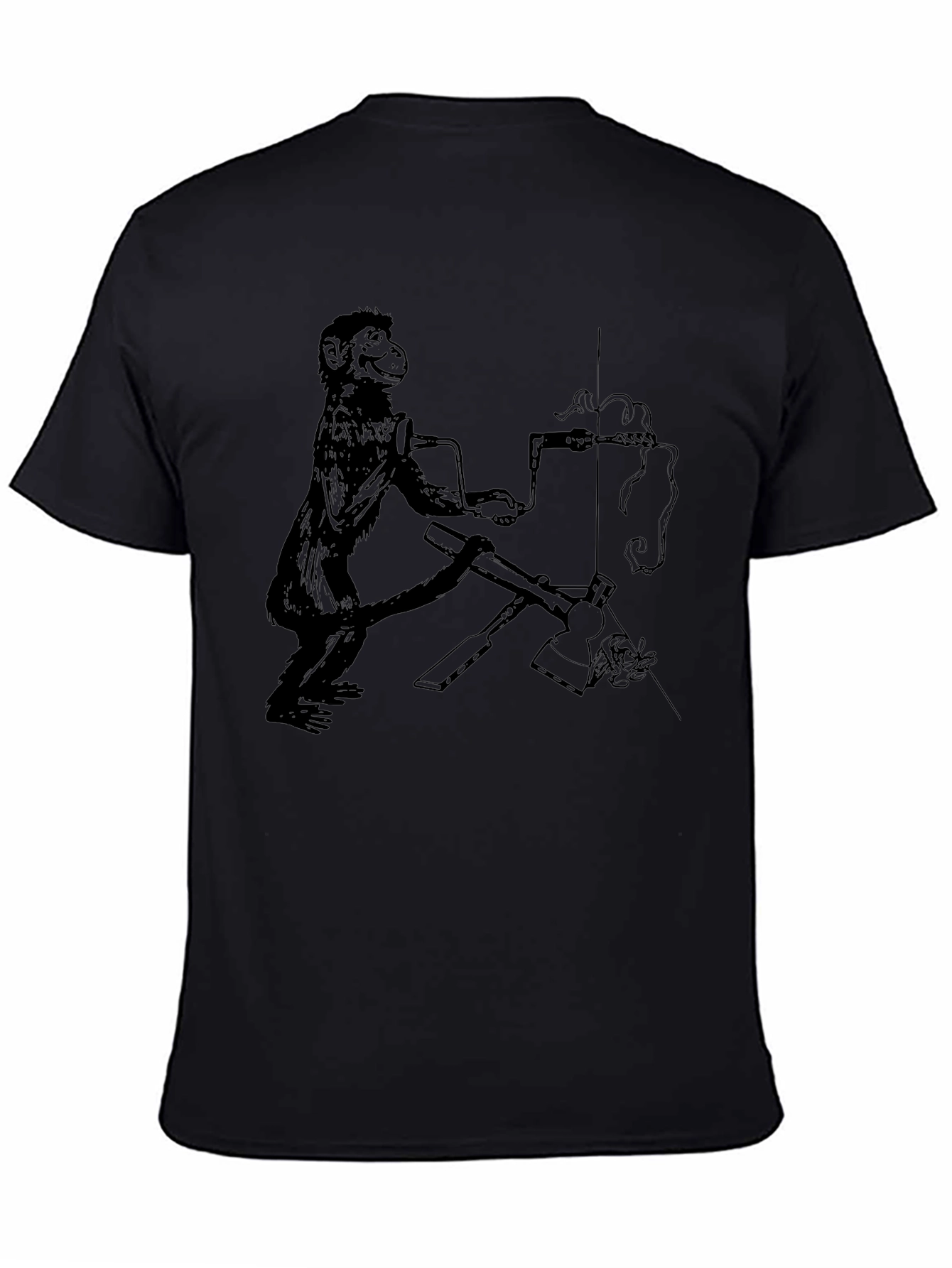 Monkey Mechanic Graphic Tee - Black Cotton Shirt