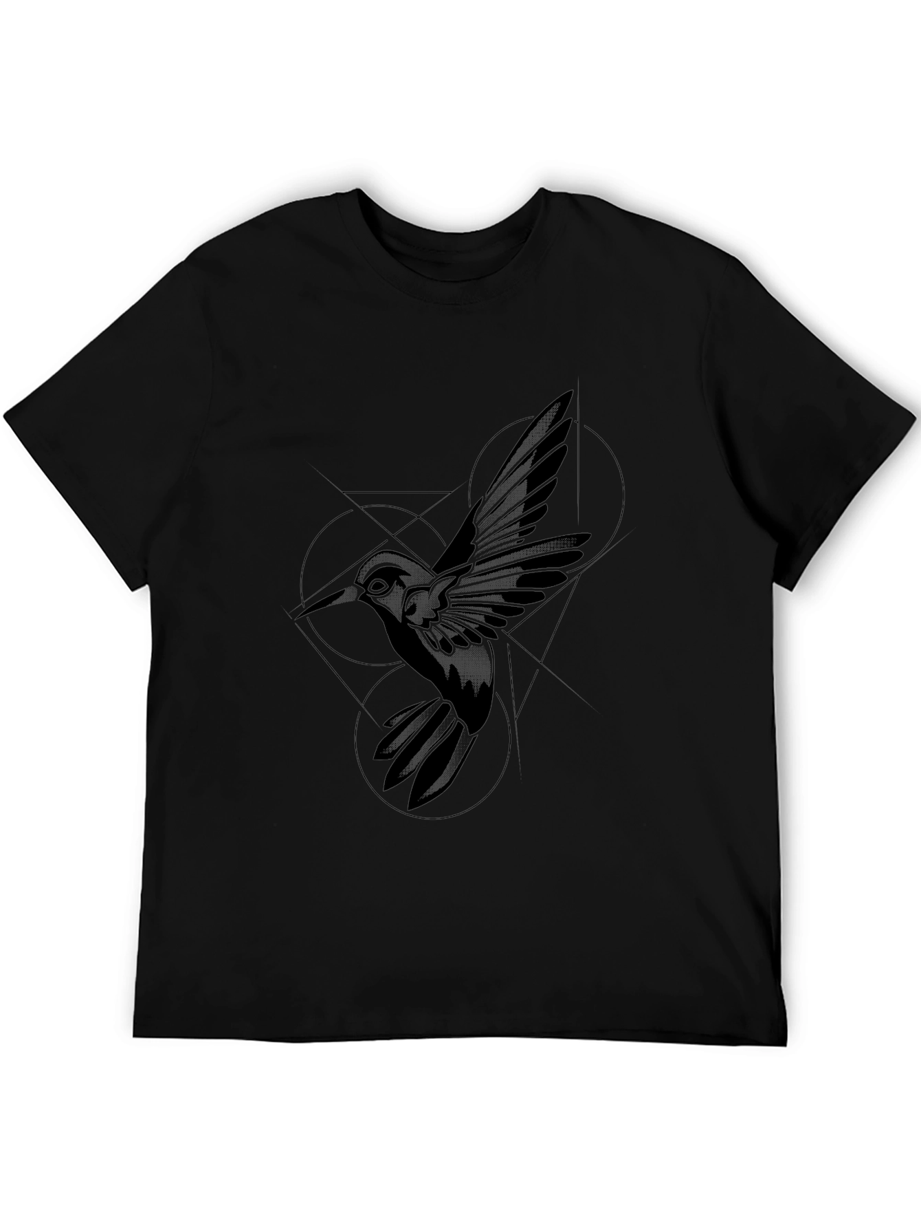 Geometric Hummingbird Black T-Shirt