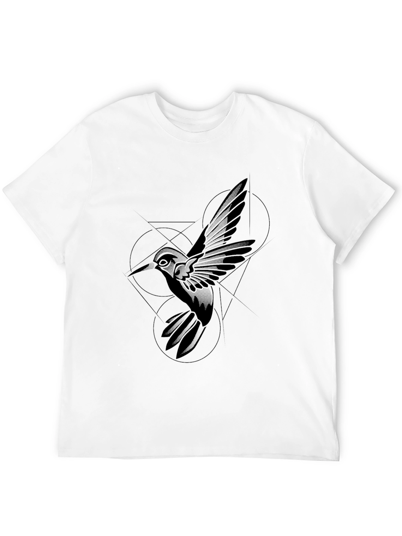 Geometric Hummingbird Black T-Shirt