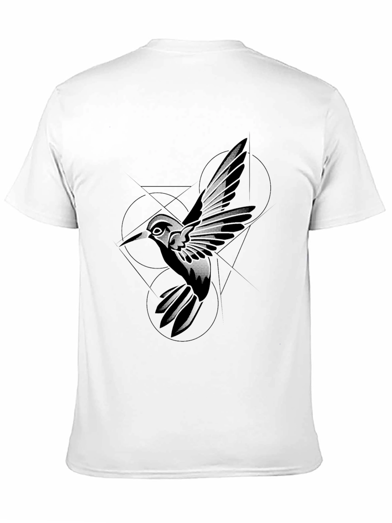 Geometric Hummingbird Black T-Shirt