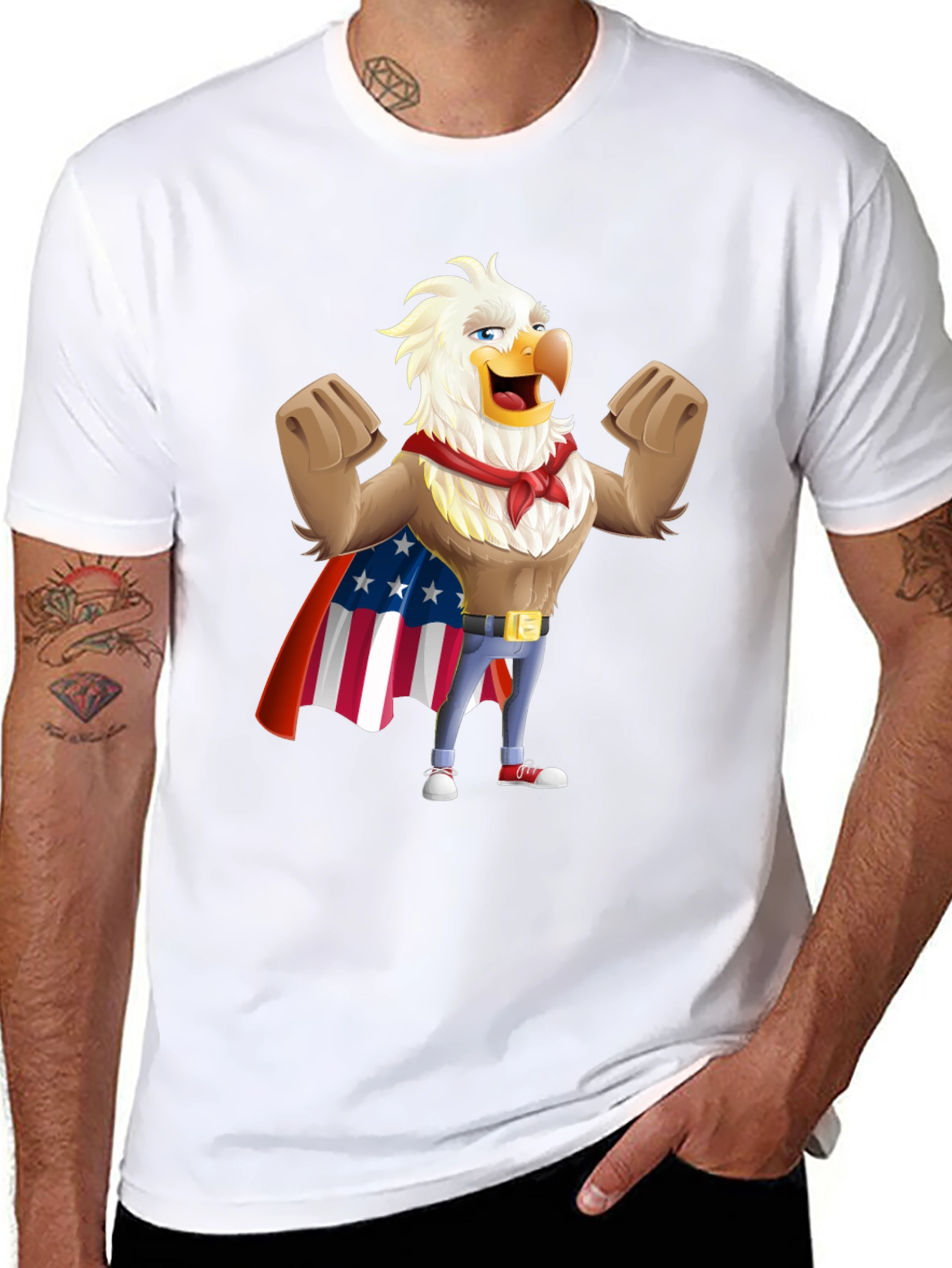 Eagle Superhero Graphic Tee - Patriotic Design