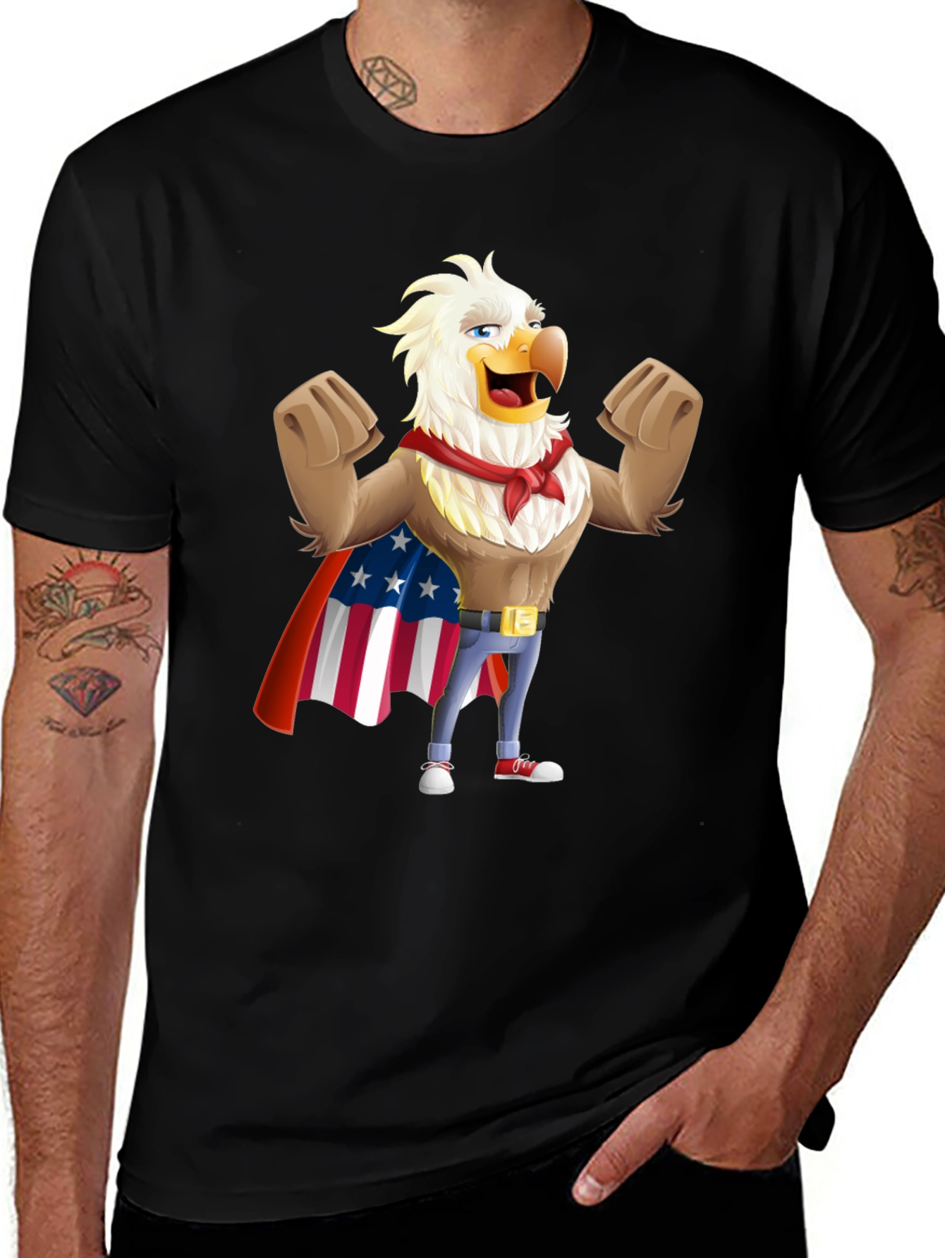 Eagle Superhero Graphic Tee - Patriotic Design