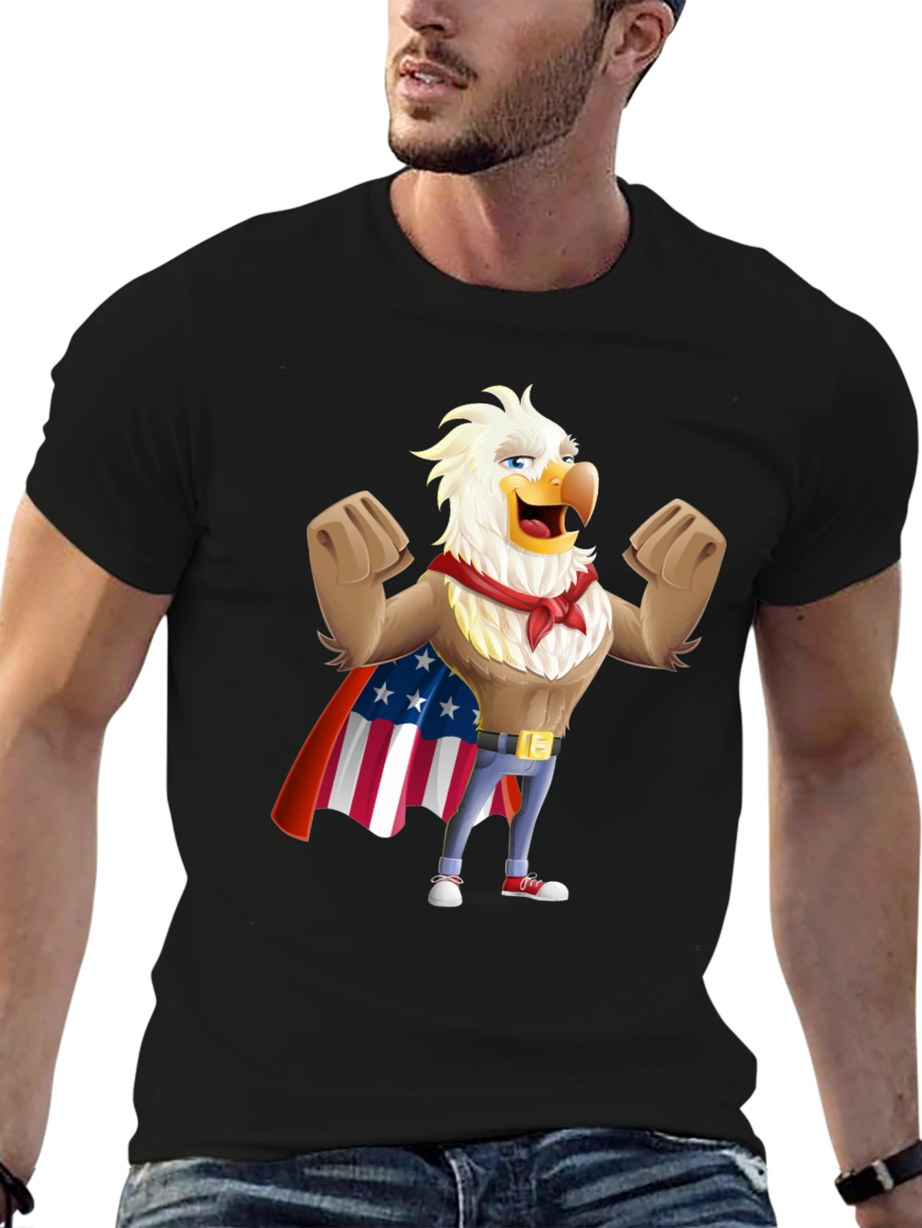 Eagle Superhero Graphic Tee - Patriotic Design