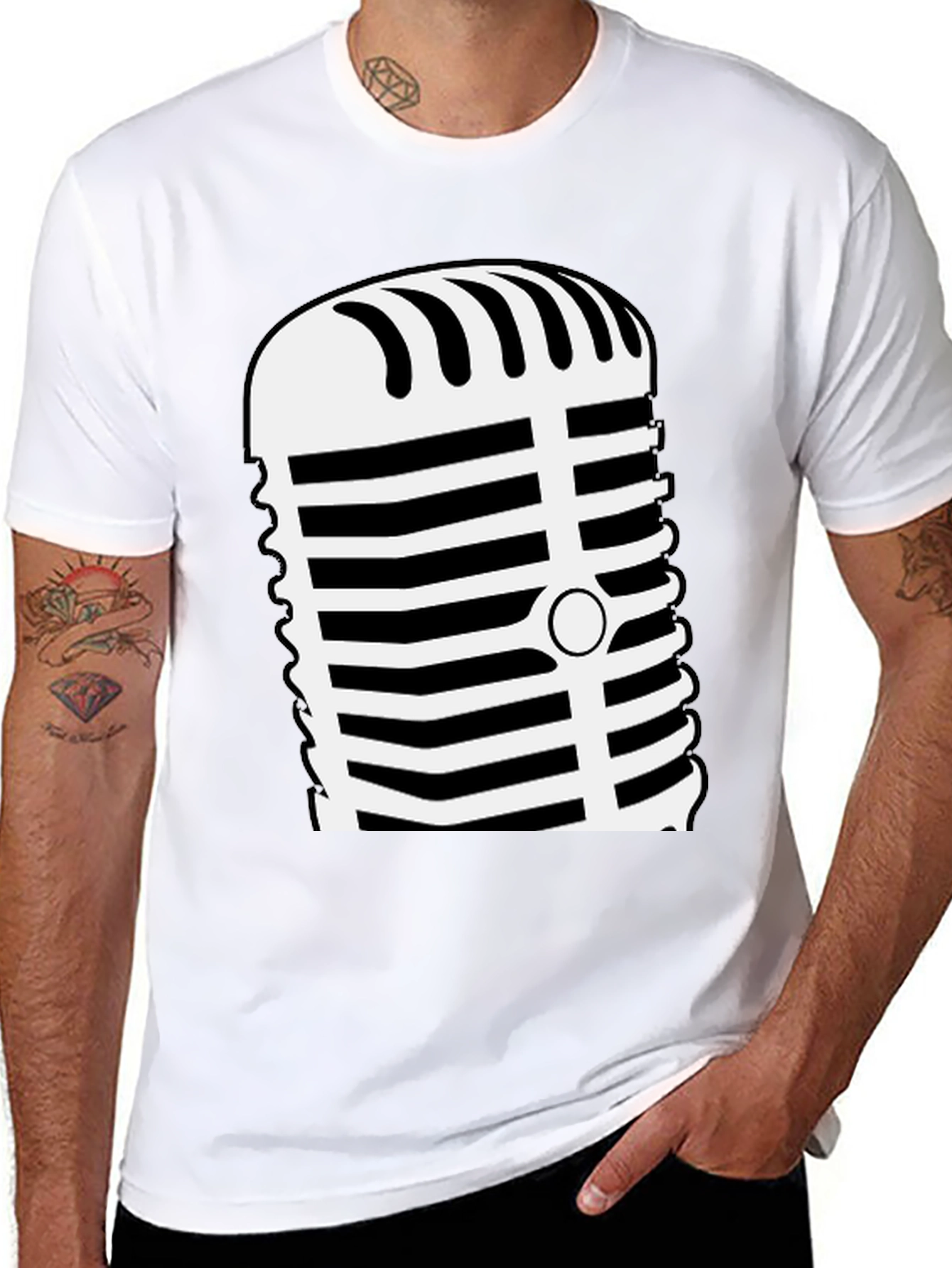 Retro Microphone Graphic Tee - Classic Vocal Style