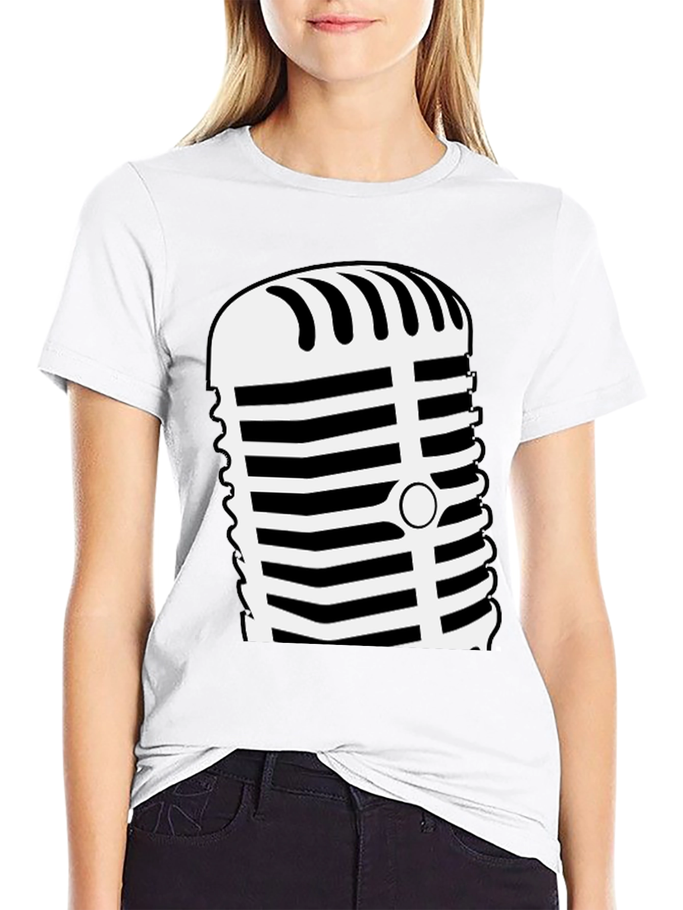 Retro Microphone Graphic Tee - Classic Vocal Style