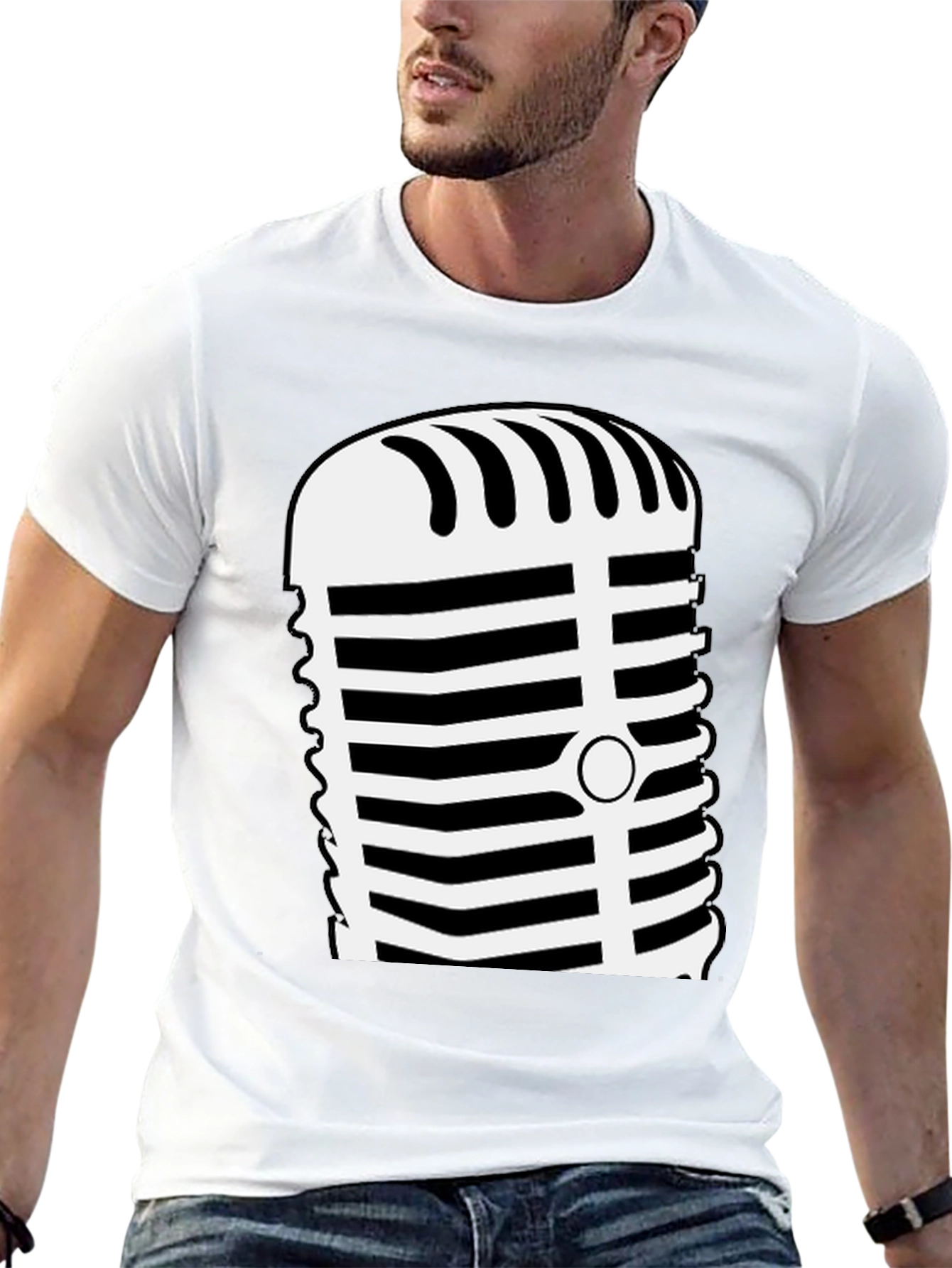 Retro Microphone Graphic Tee - Classic Vocal Style