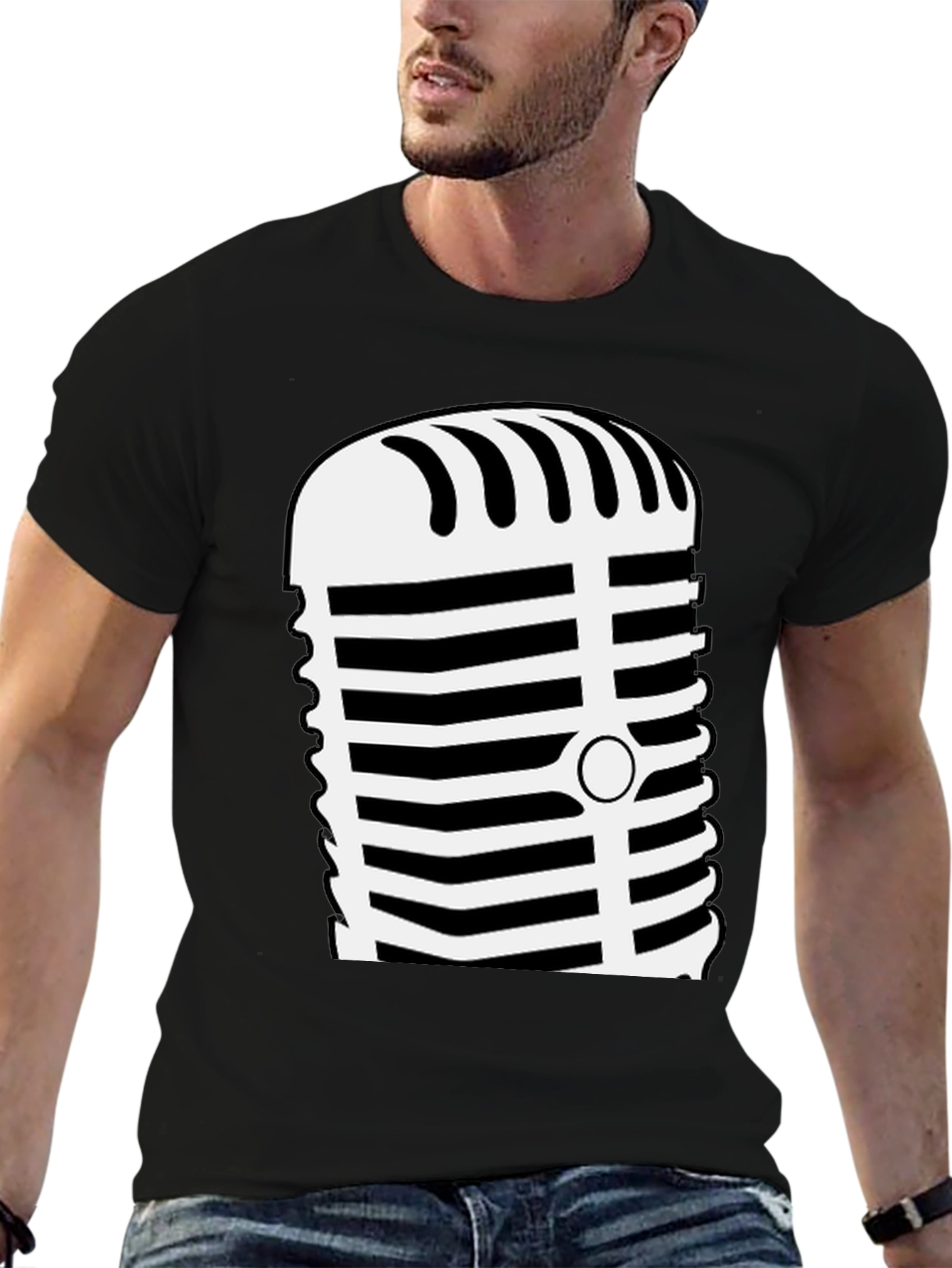 Retro Microphone Graphic Tee - Classic Vocal Style
