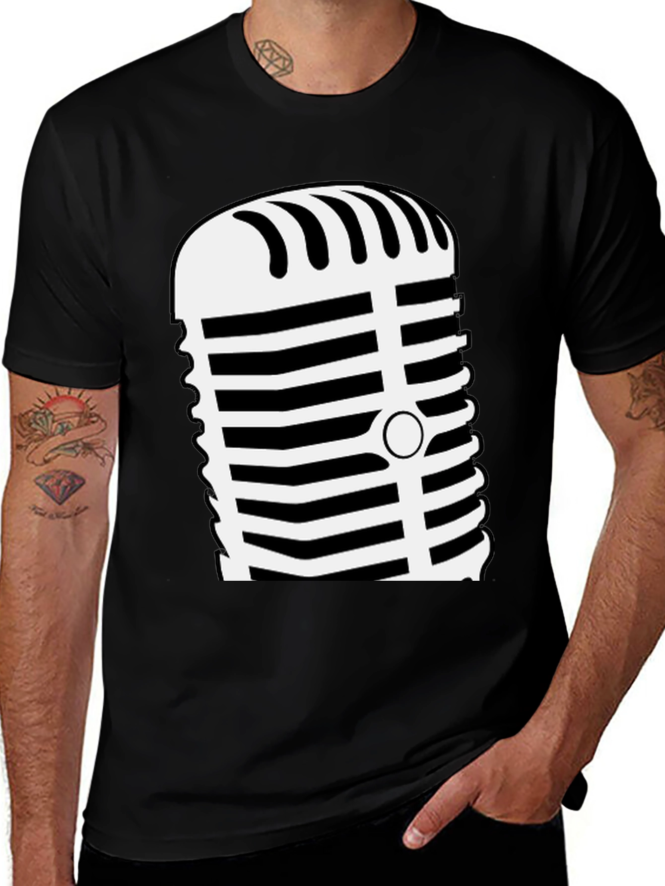 Retro Microphone Graphic Tee - Classic Vocal Style