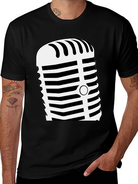 Retro Microphone Graphic Tee - Classic Vocal Style