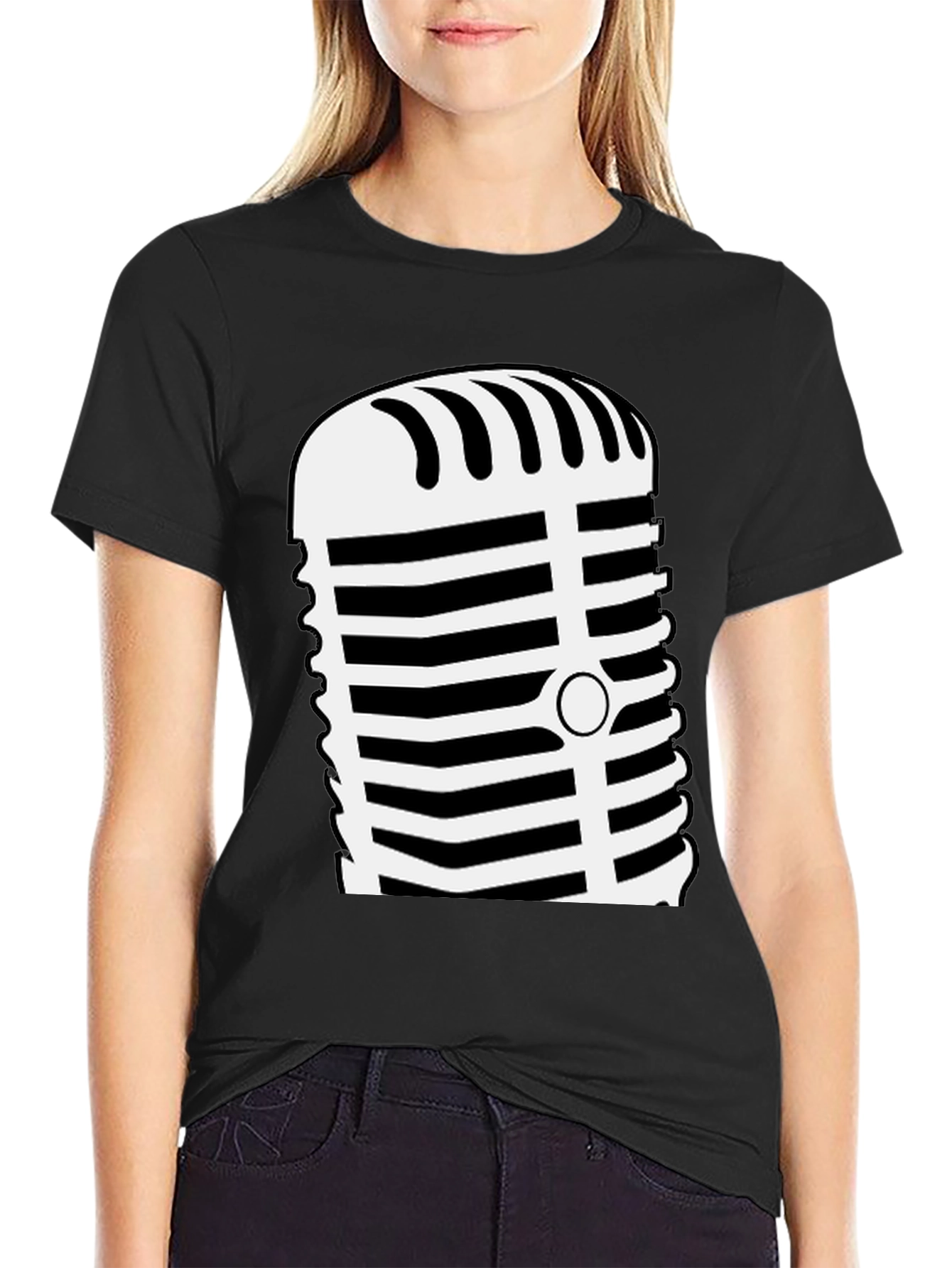 Retro Microphone Graphic Tee - Classic Vocal Style