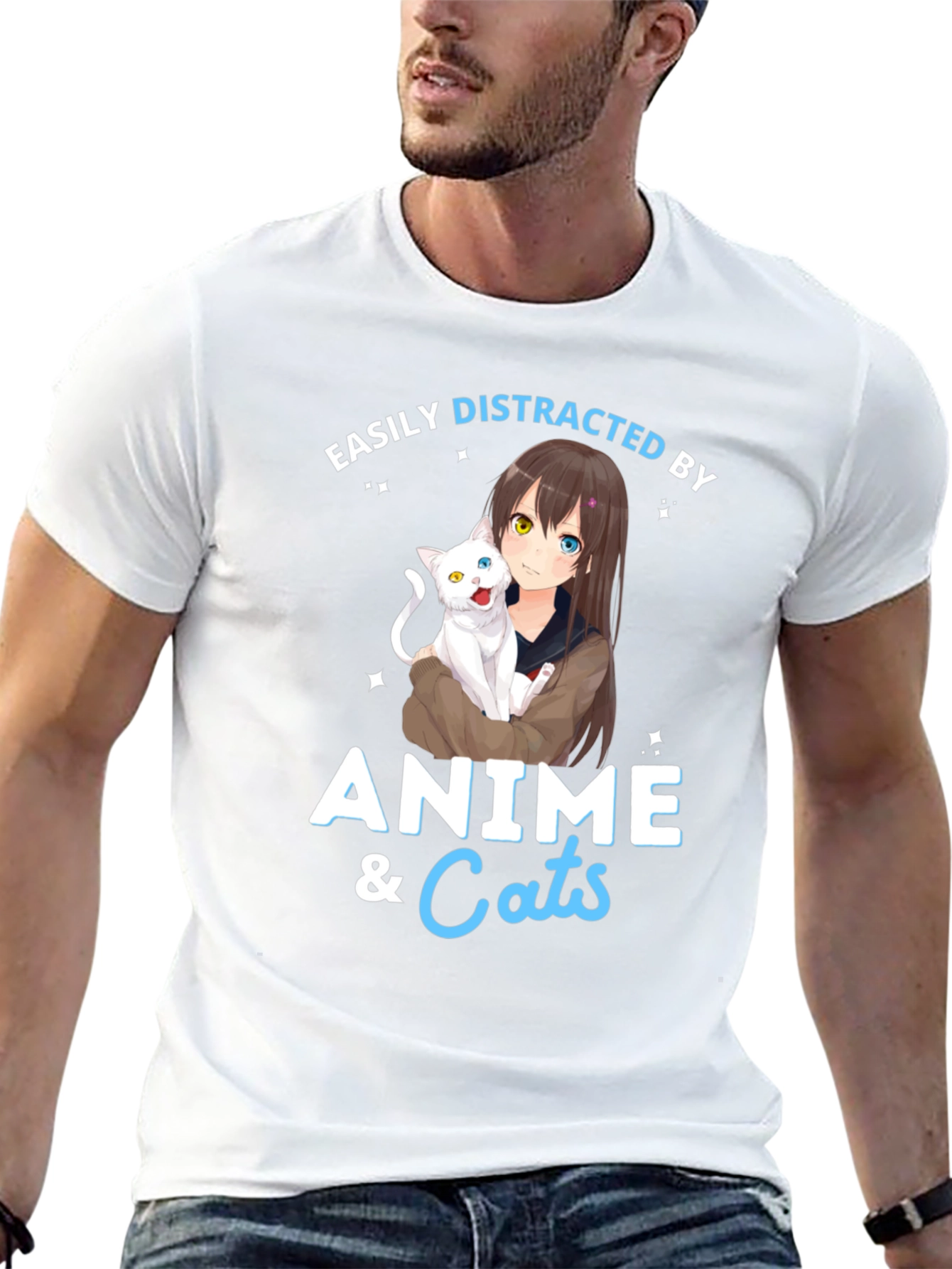 Easily Distracted By Anime & Cats T-Shirt