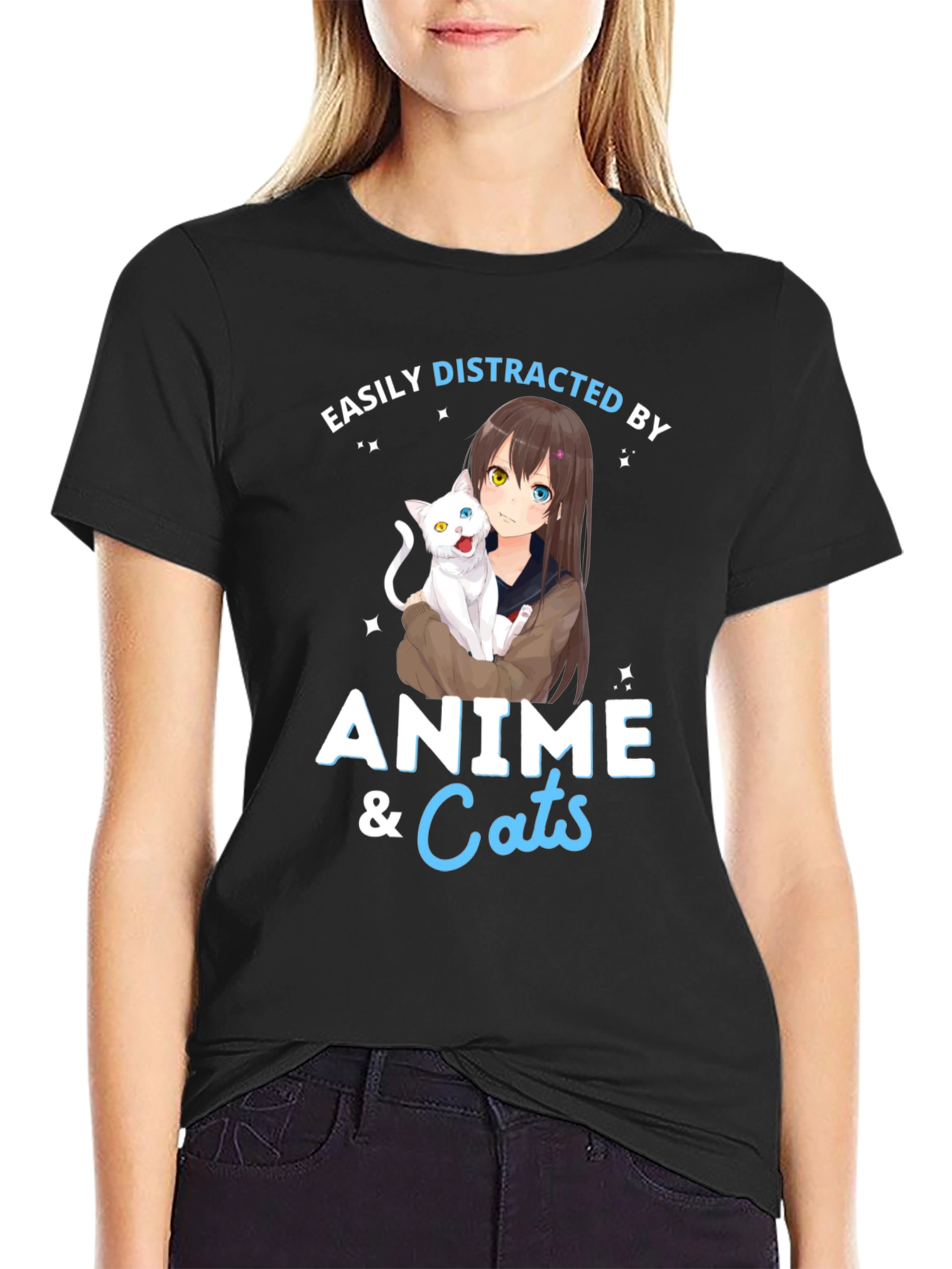 Easily Distracted By Anime & Cats T-Shirt