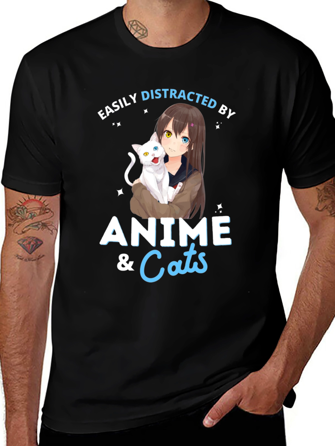 Easily Distracted By Anime & Cats T-Shirt