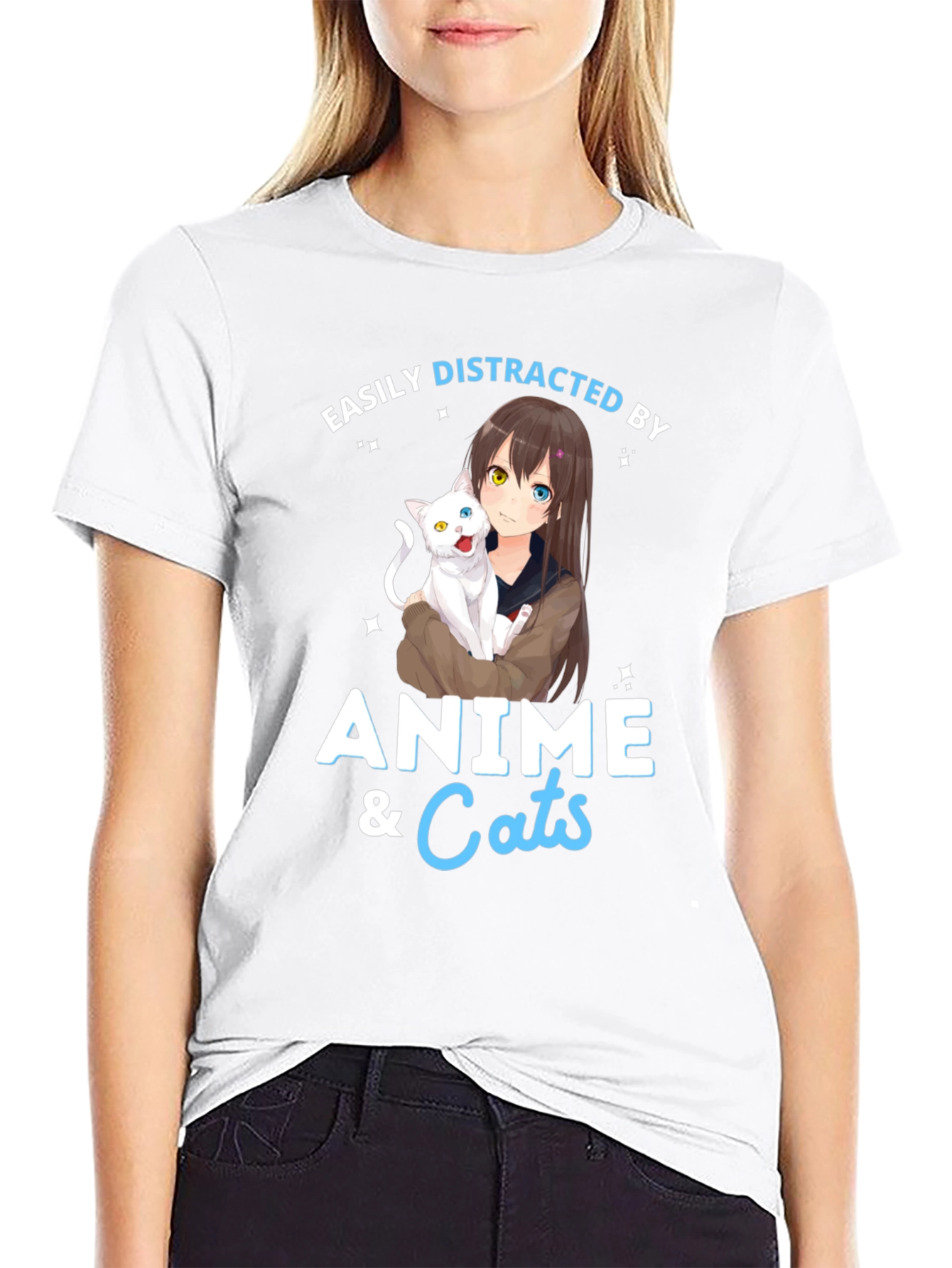 Easily Distracted By Anime & Cats T-Shirt