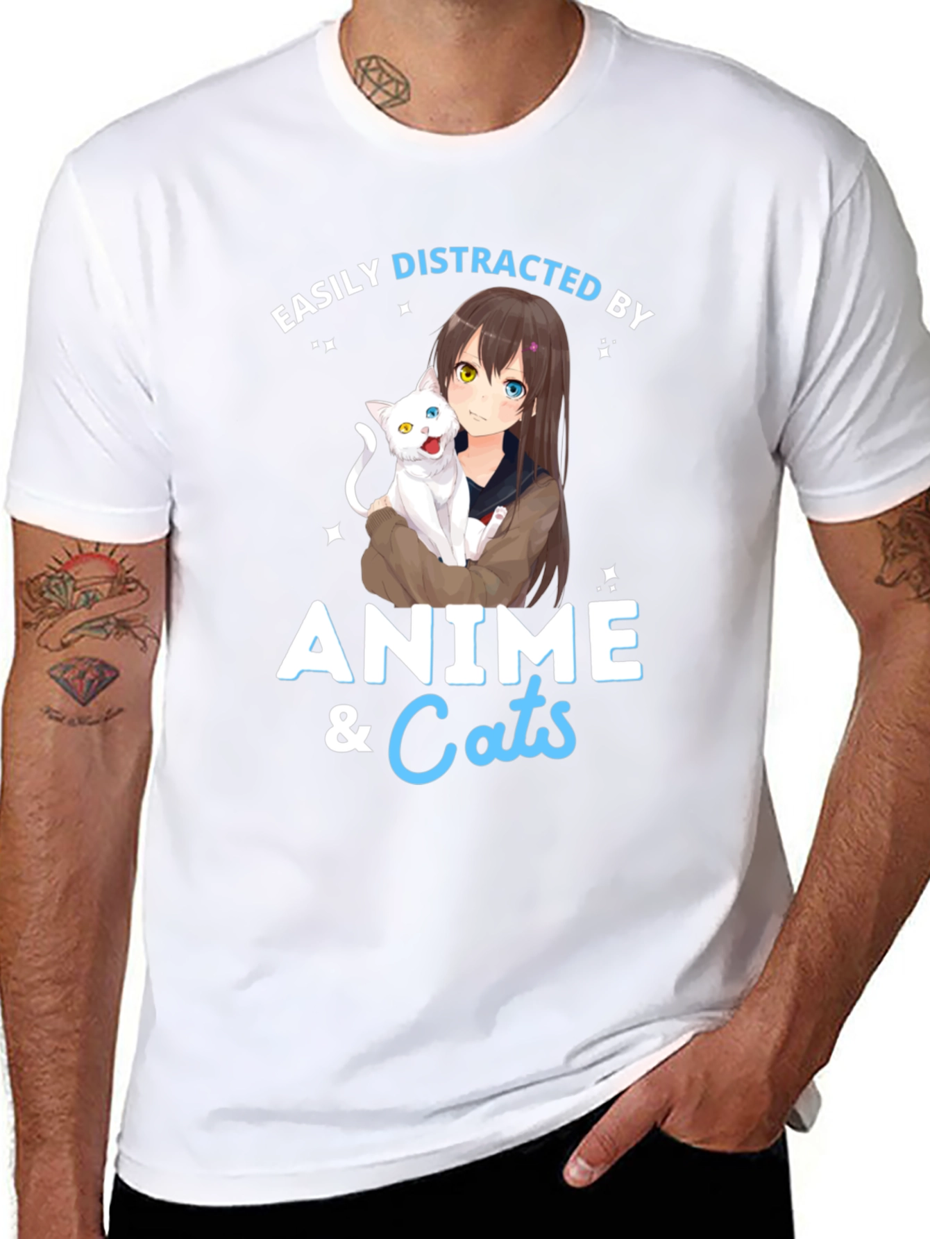 Easily Distracted By Anime & Cats T-Shirt