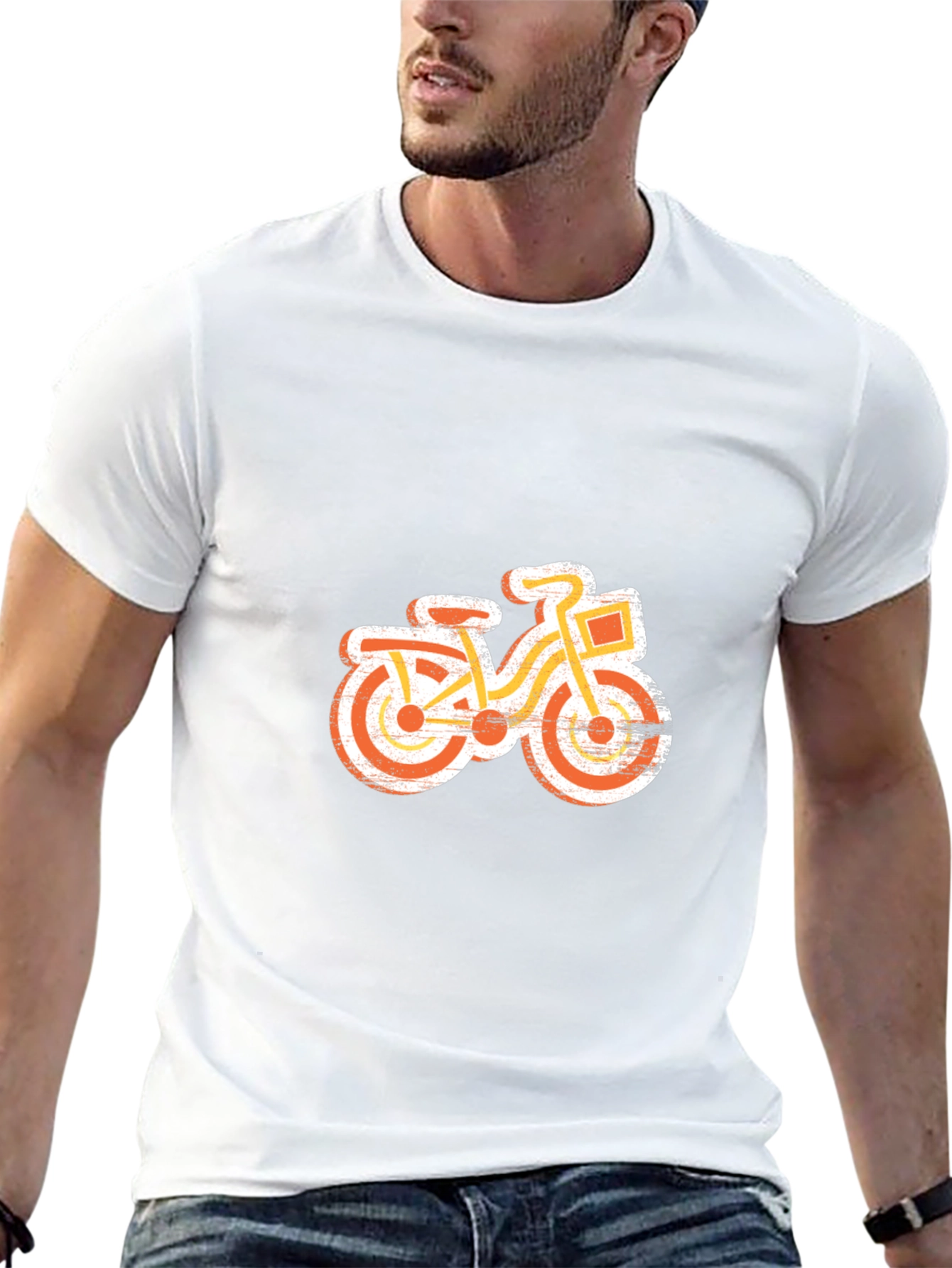 Retro Bike Graphic Tee - Black Cotton T-Shirt