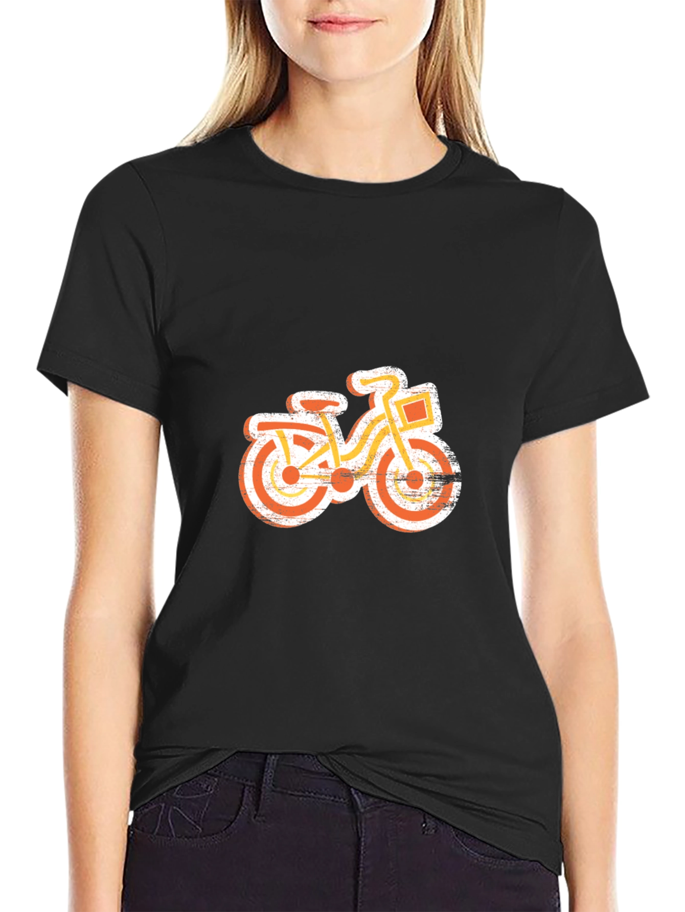 Retro Bike Graphic Tee - Black Cotton T-Shirt