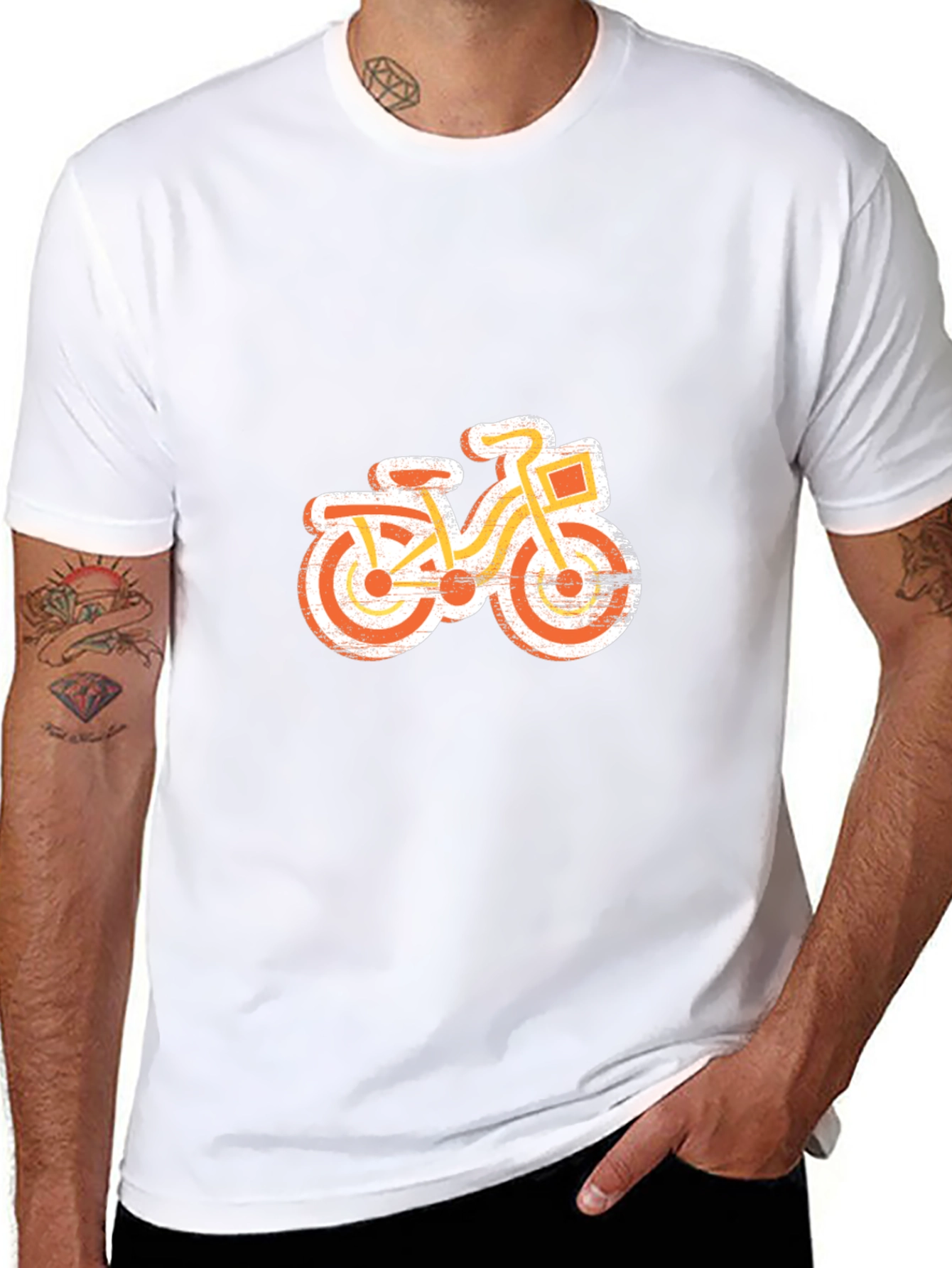 Retro Bike Graphic Tee - Black Cotton T-Shirt