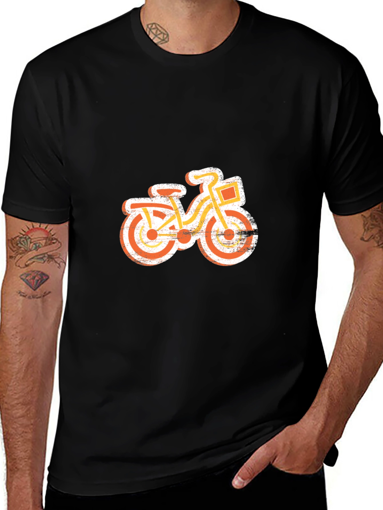 Retro Bike Graphic Tee - Black Cotton T-Shirt