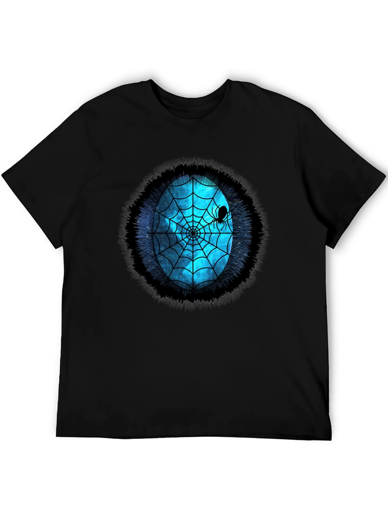 Spider Web Graphic Tee - Blue Oval Design