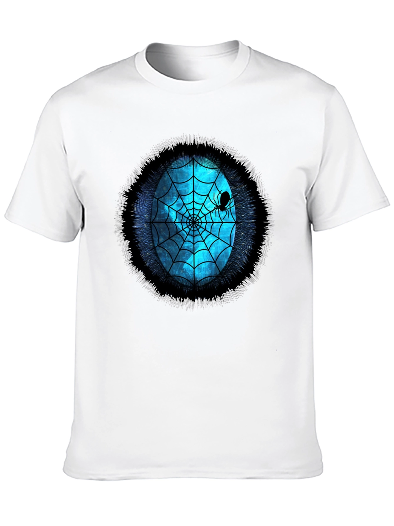 Spider Web Graphic Tee - Blue Oval Design