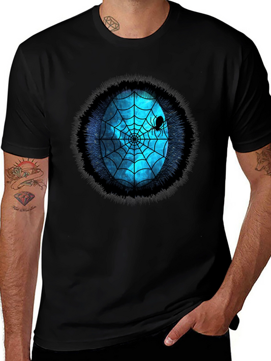 Spider Web Graphic Tee - Blue Oval Design