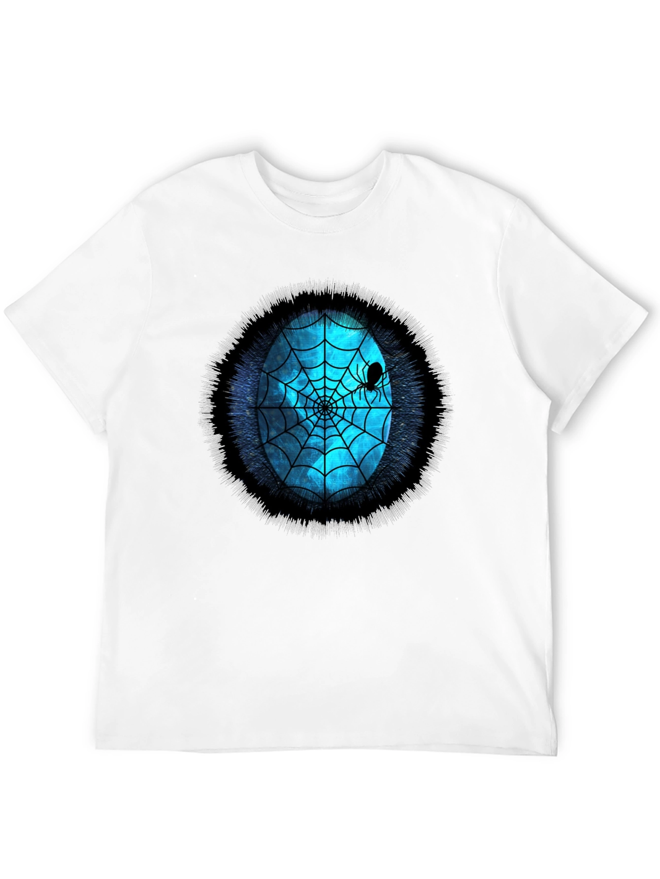 Spider Web Graphic Tee - Blue Oval Design