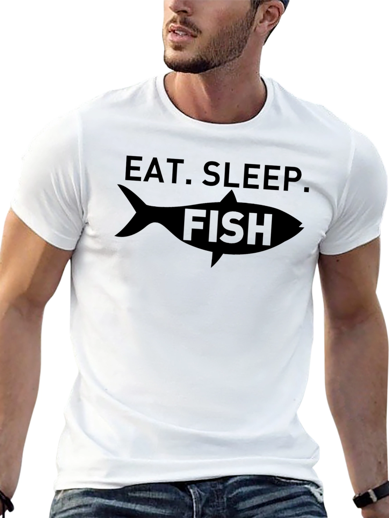 Eat Sleep Fish Black Graphic T-Shirt