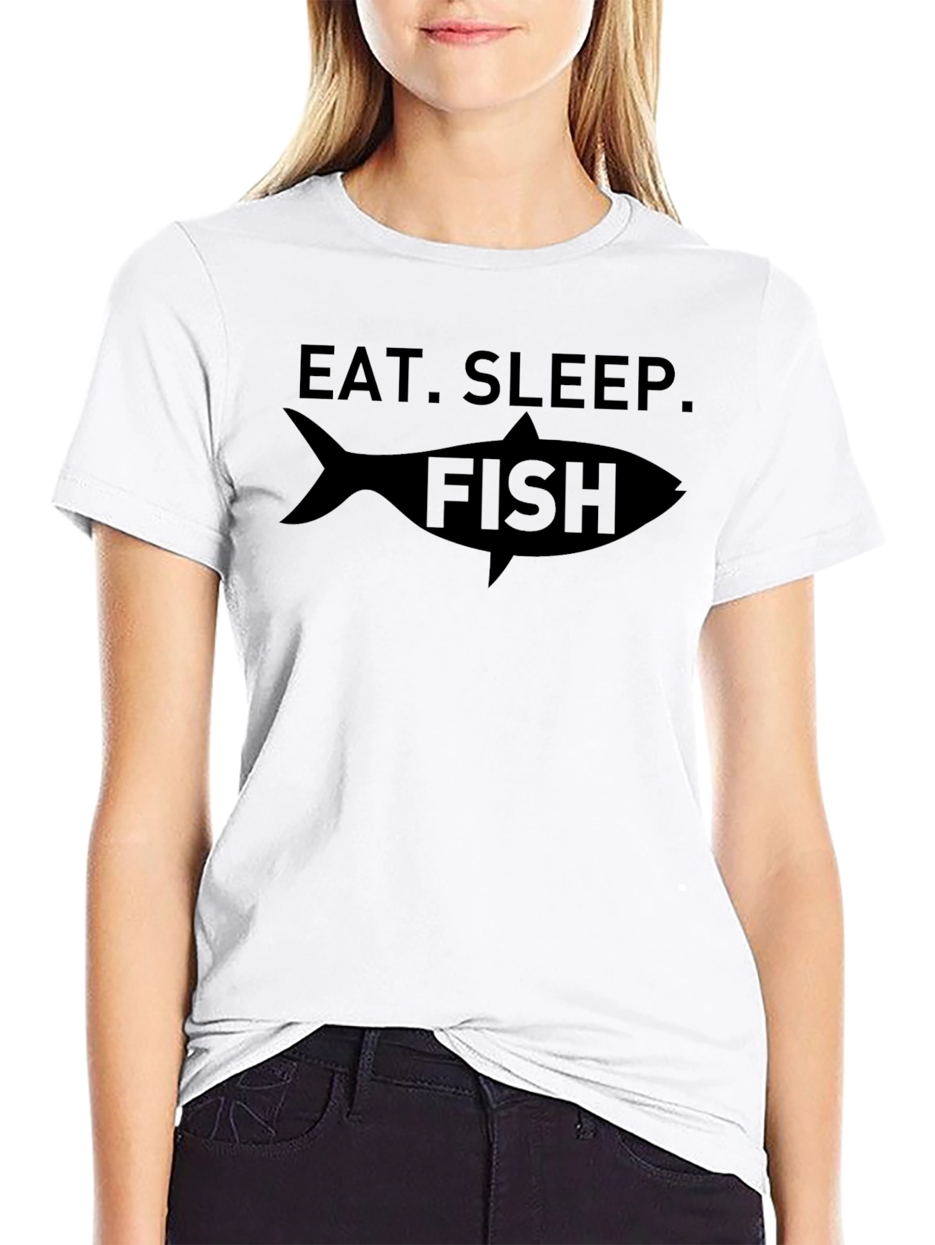 Eat Sleep Fish Black Graphic T-Shirt