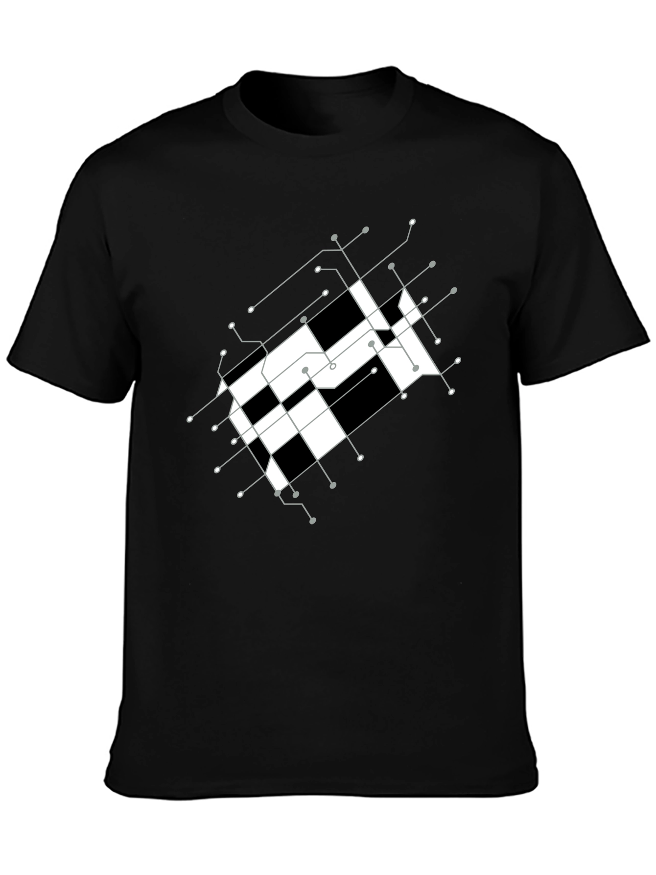 Abstract Grid Graphic Tee - Modern Design