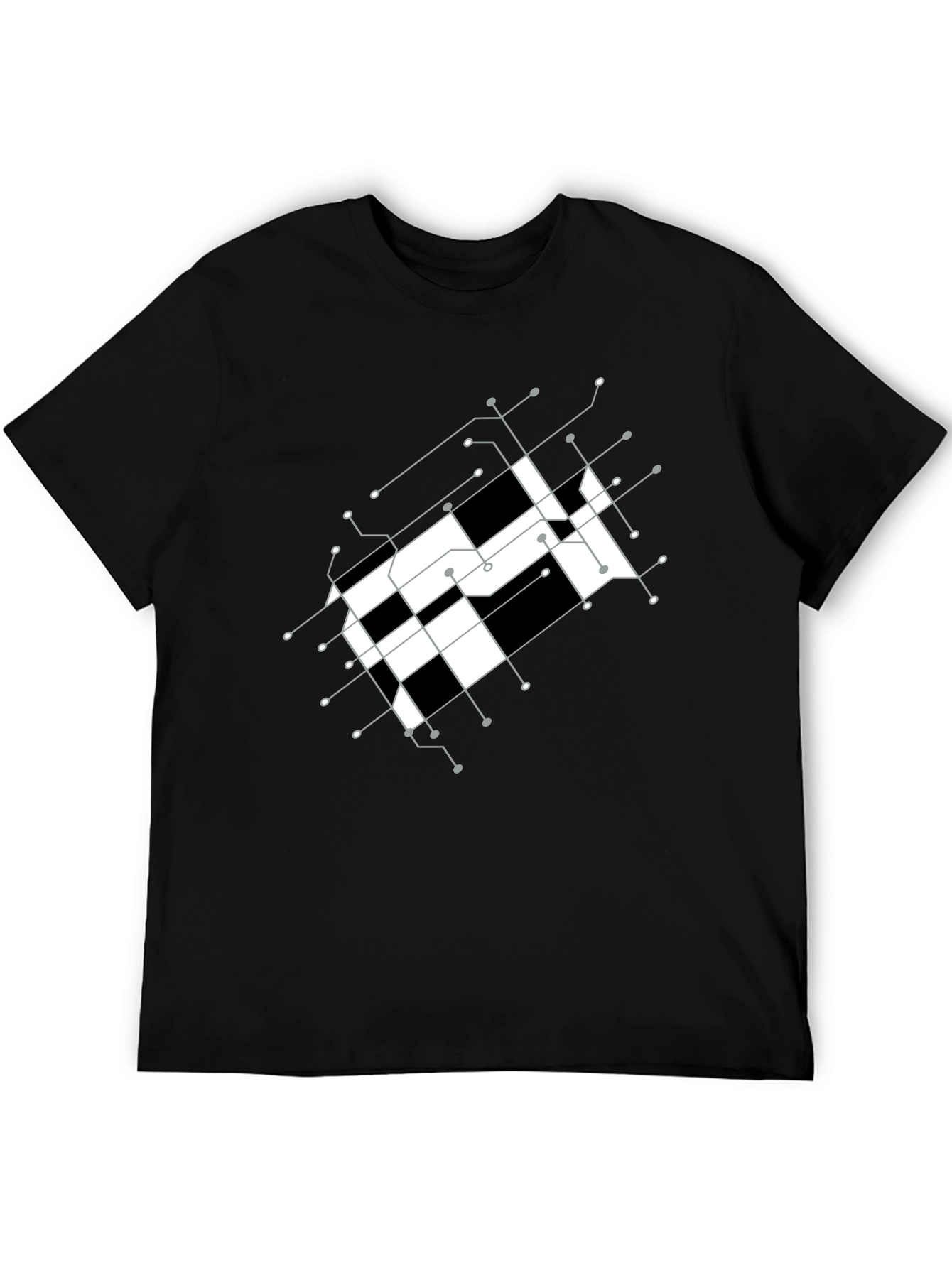 Abstract Grid Graphic Tee - Modern Design