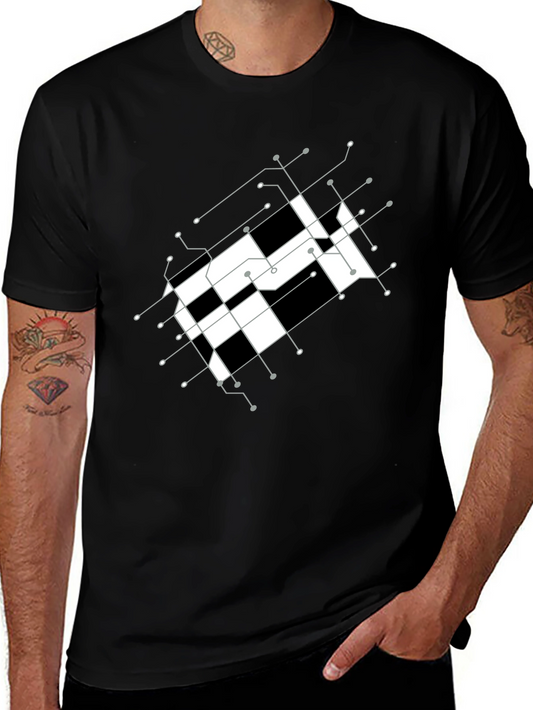 Abstract Grid Graphic Tee - Modern Design