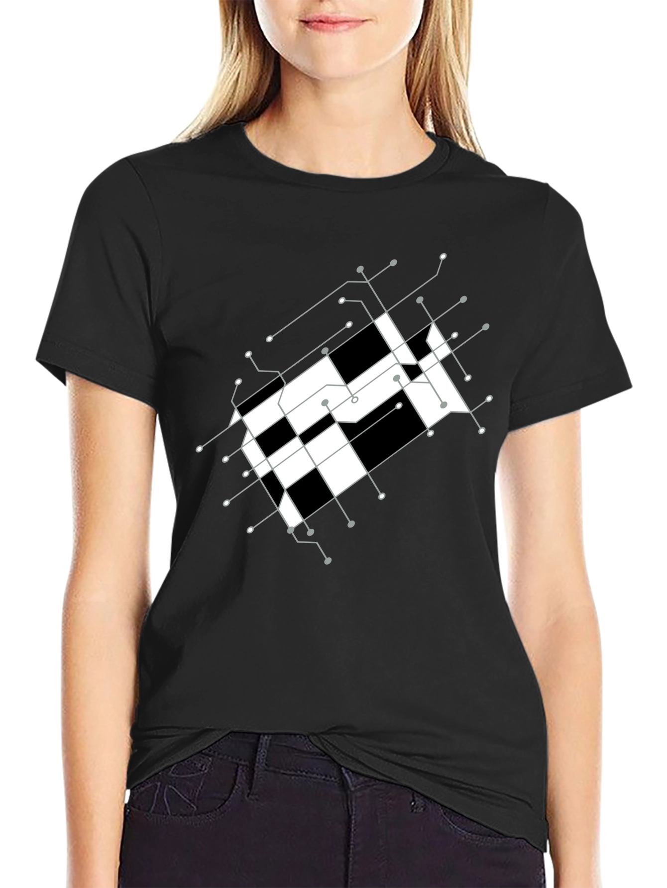 Abstract Grid Graphic Tee - Modern Design