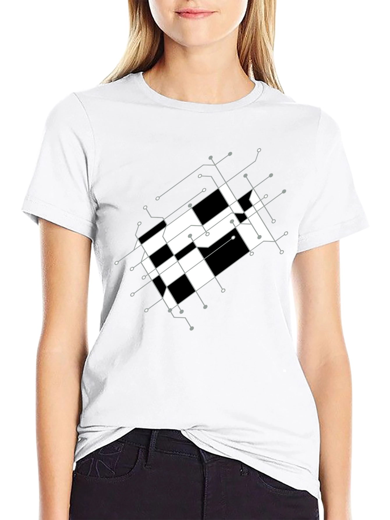 Abstract Grid Graphic Tee - Modern Design