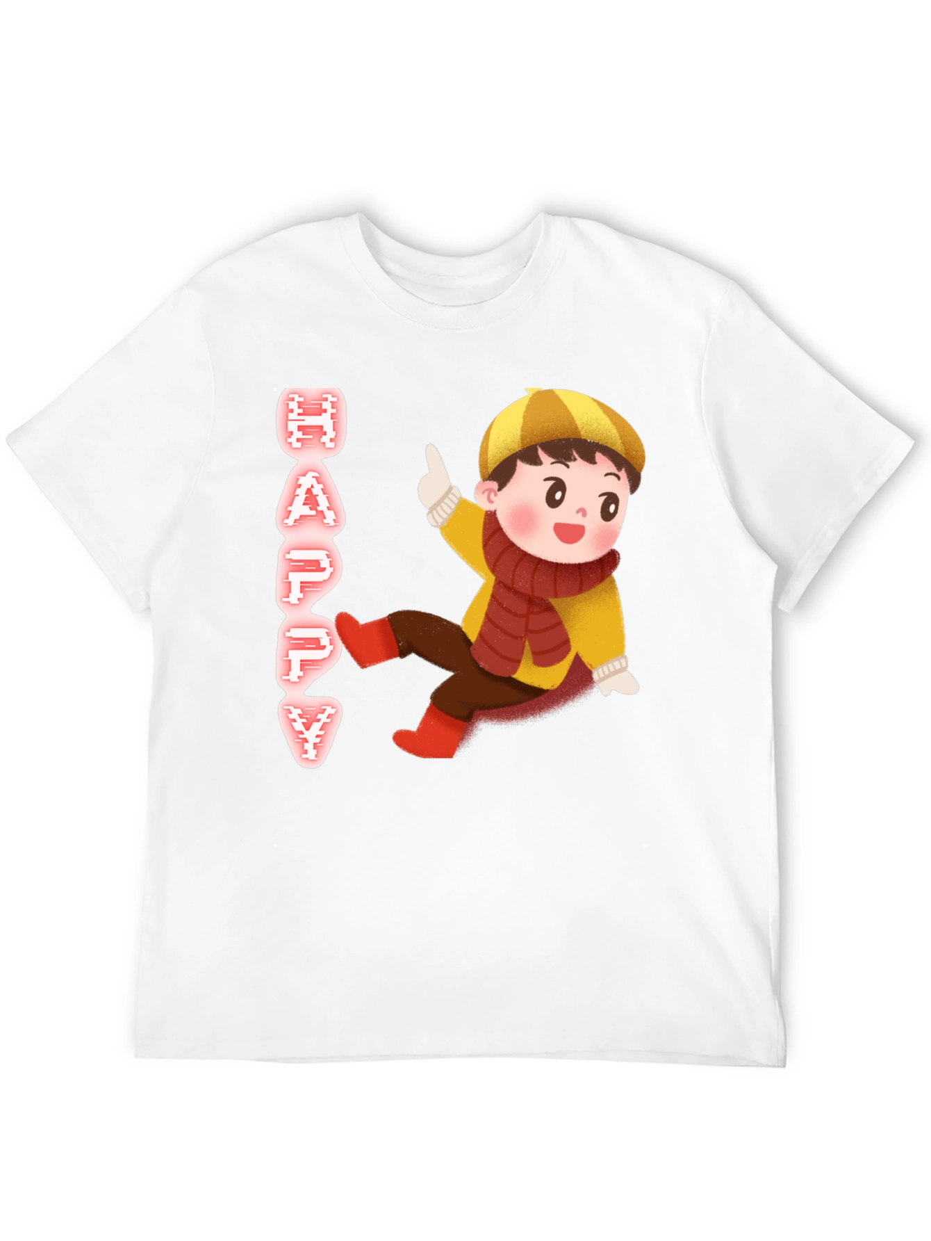 Happy Kid Graphic Print Black T-Shirt