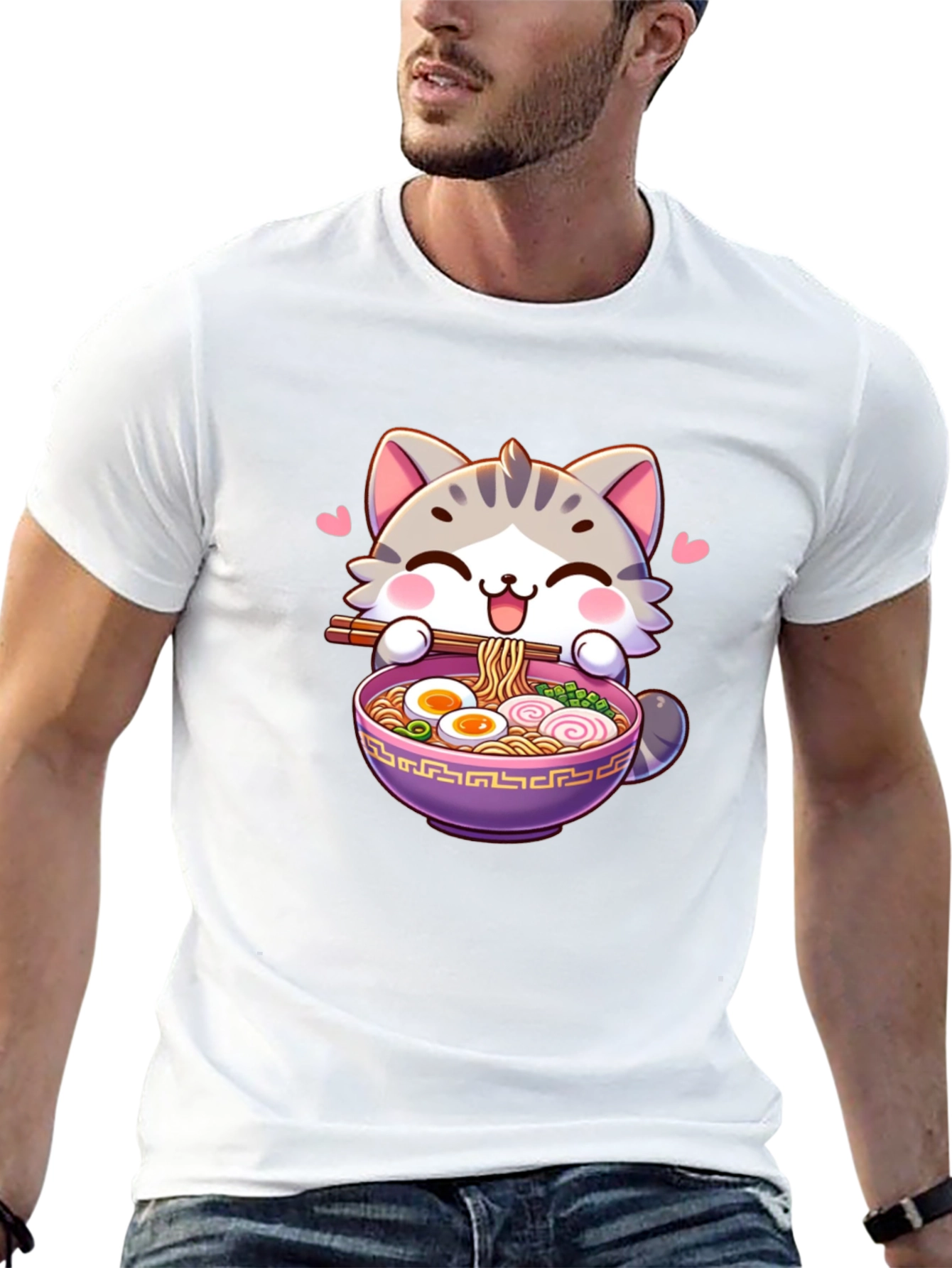 Cute Cat Ramen Bowl T-Shirt