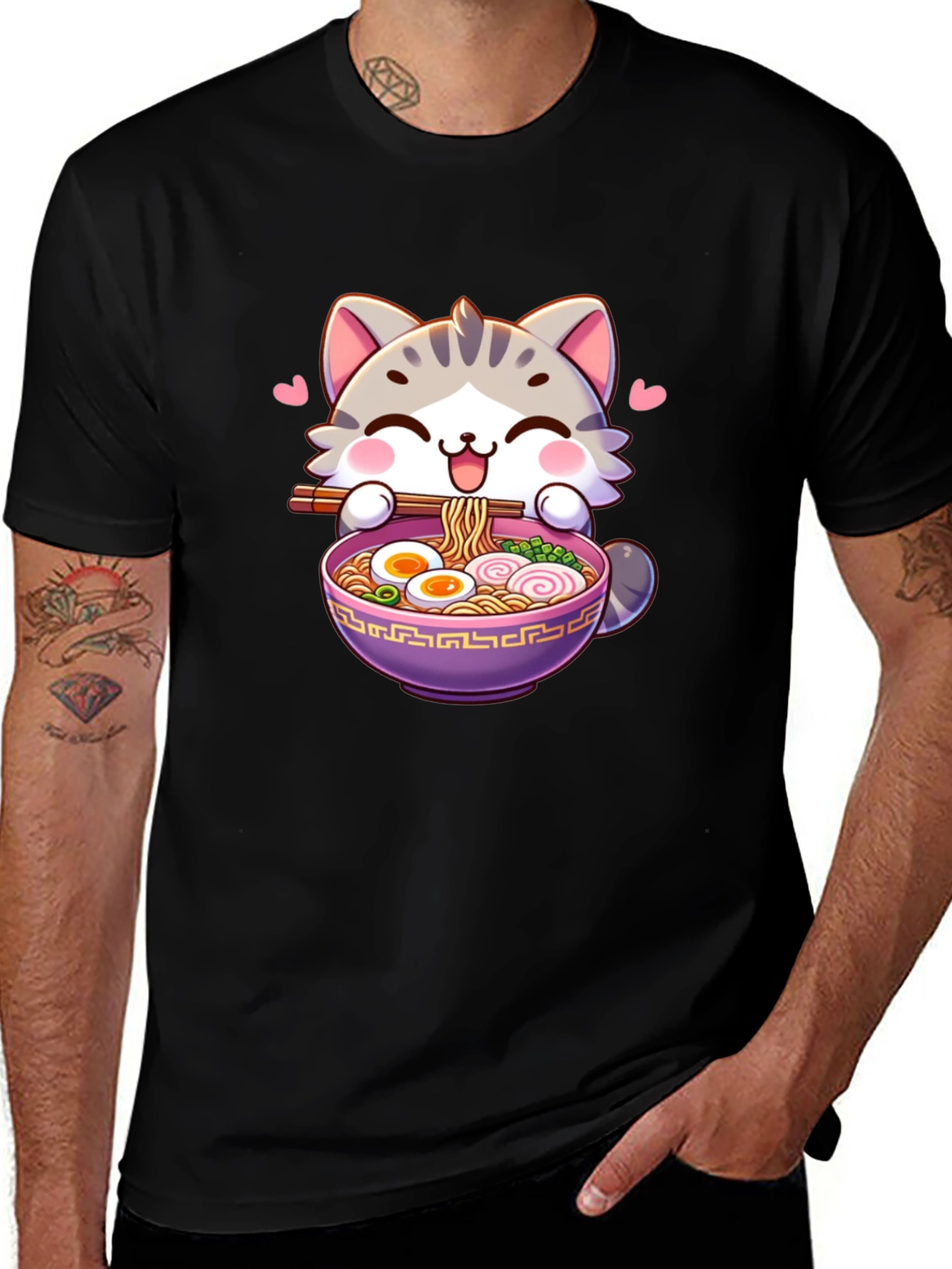 Cute Cat Ramen Bowl T-Shirt