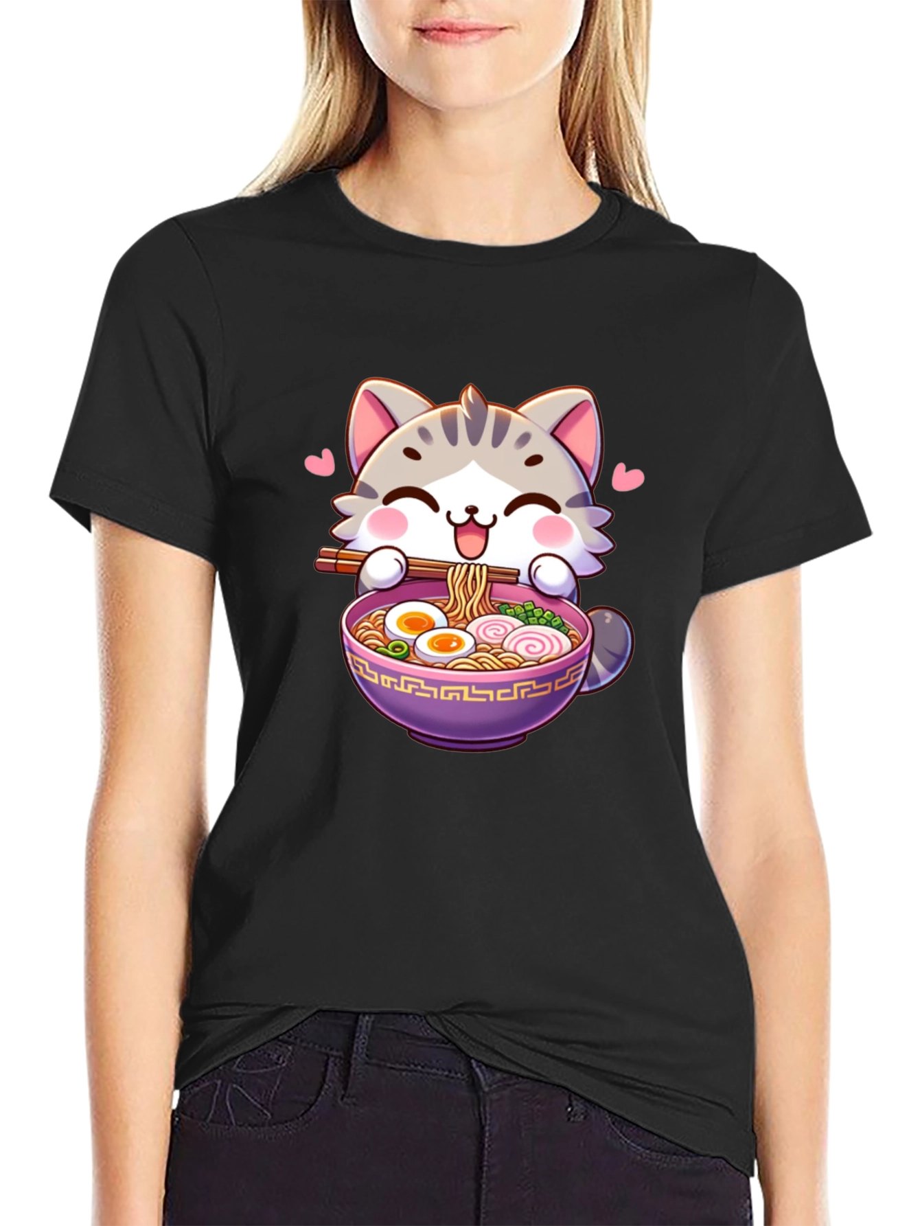 Cute Cat Ramen Bowl T-Shirt