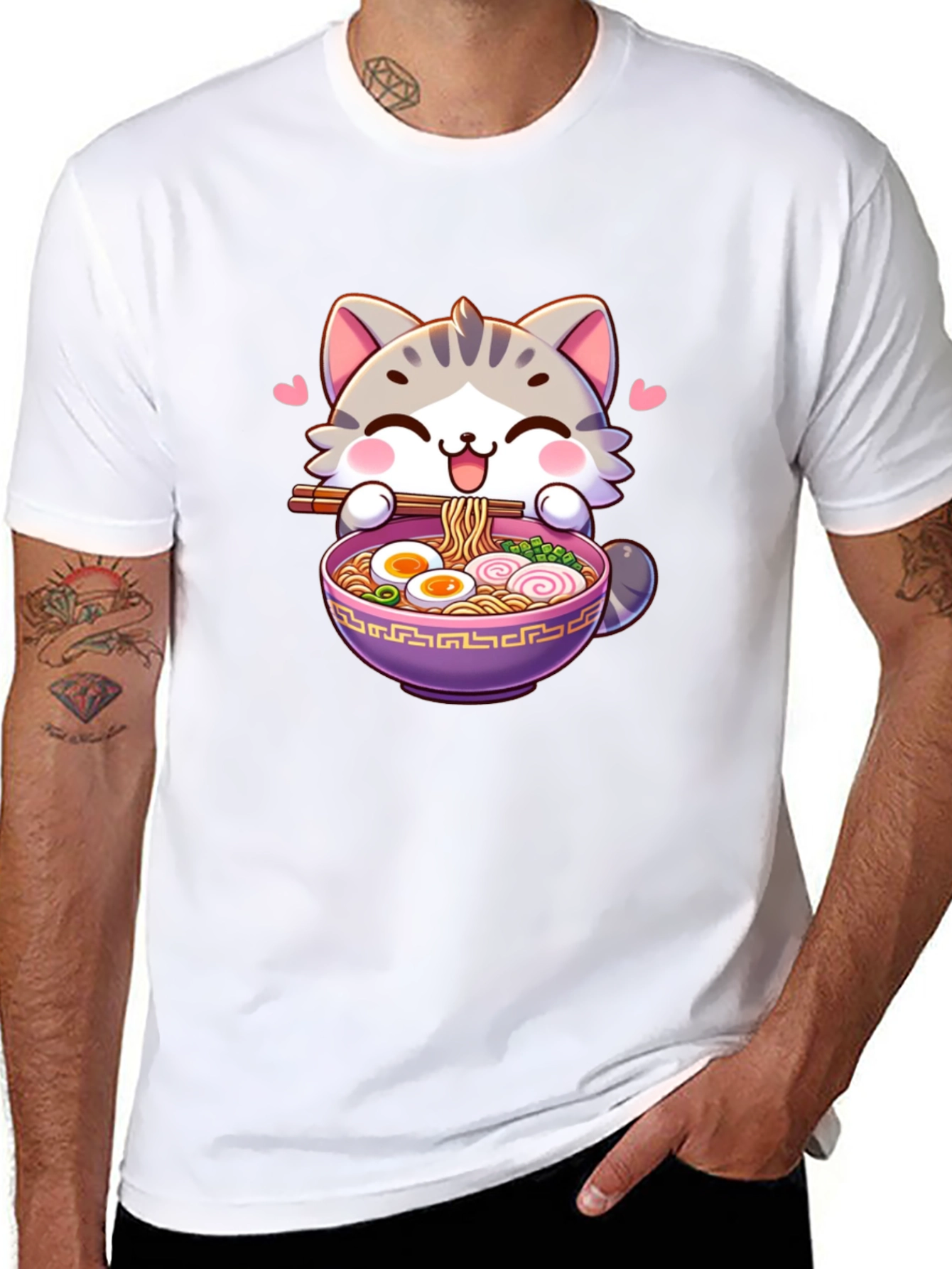 Cute Cat Ramen Bowl T-Shirt