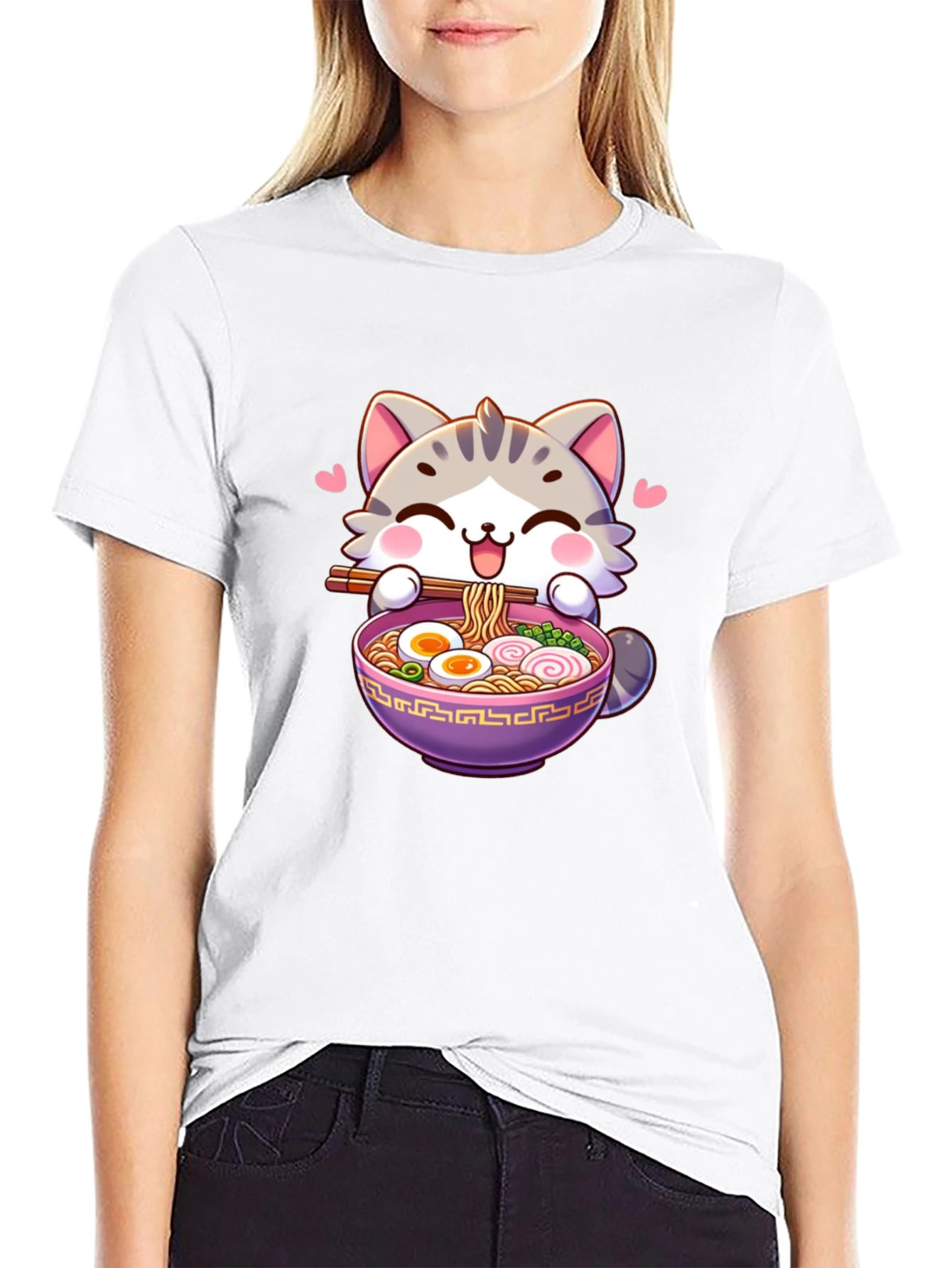 Cute Cat Ramen Bowl T-Shirt