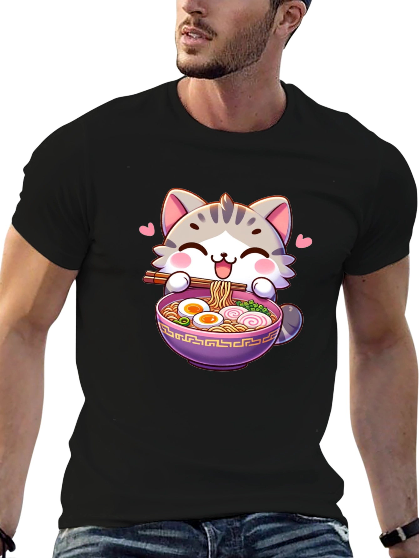 Cute Cat Ramen Bowl T-Shirt