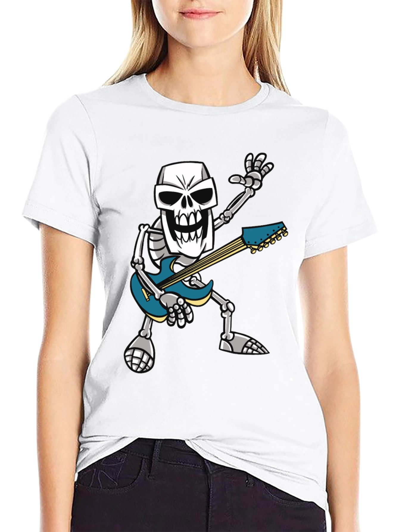 Skeleton Guitarist Graphic T-Shirt - Rock Out in Style!
