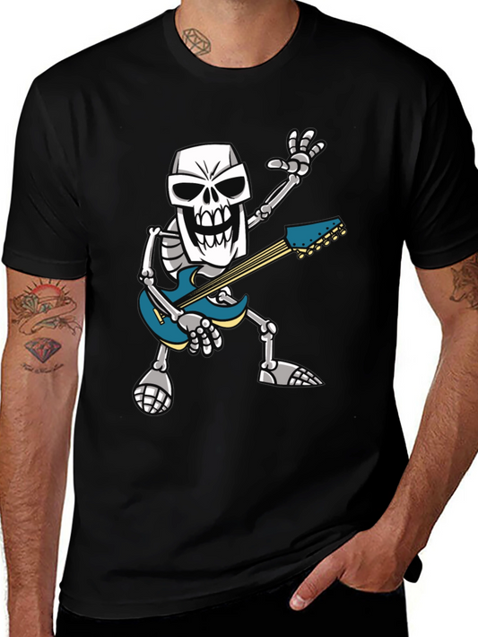 Skeleton Guitarist Graphic T-Shirt - Rock Out in Style!