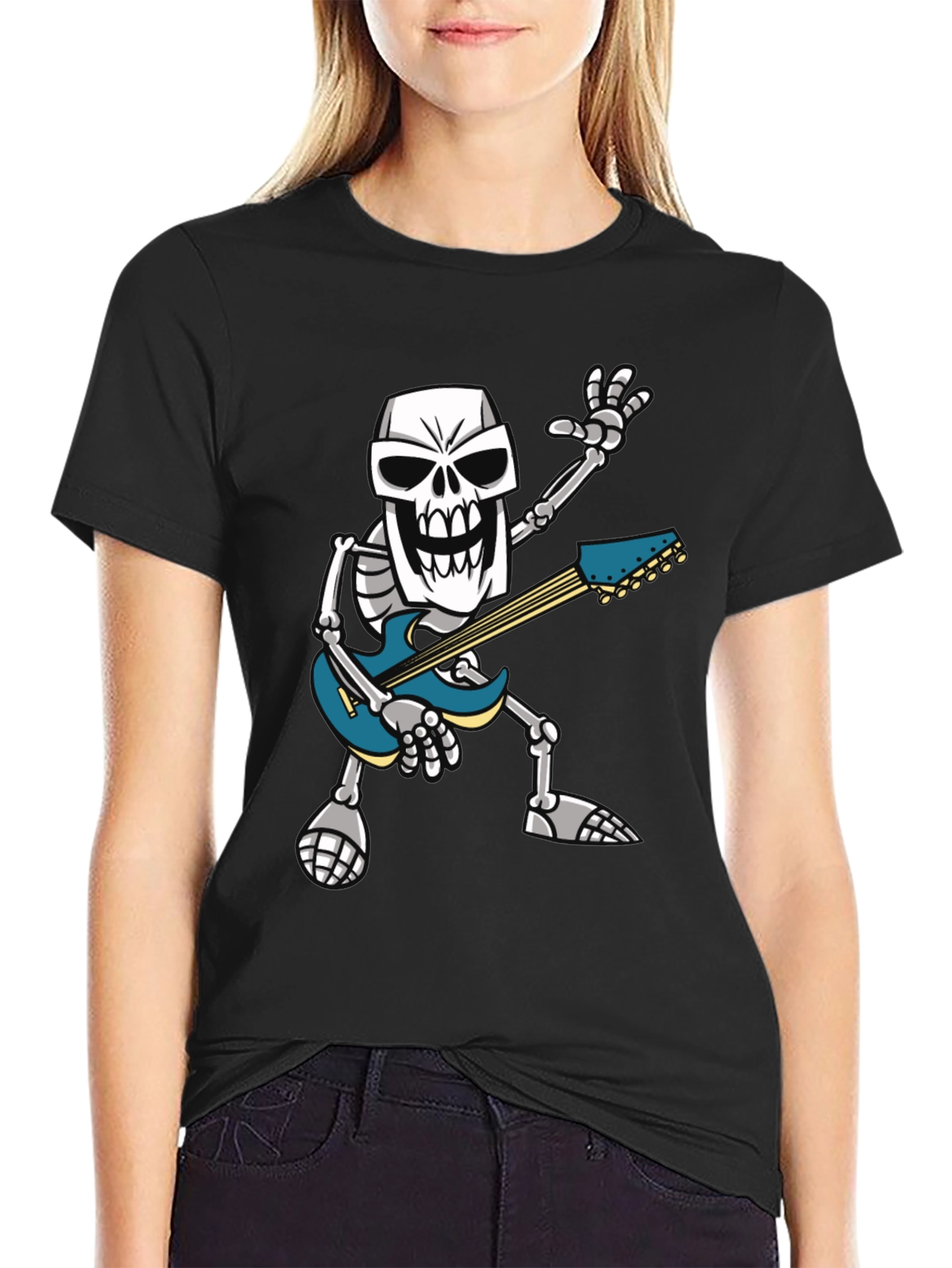 Skeleton Guitarist Graphic T-Shirt - Rock Out in Style!
