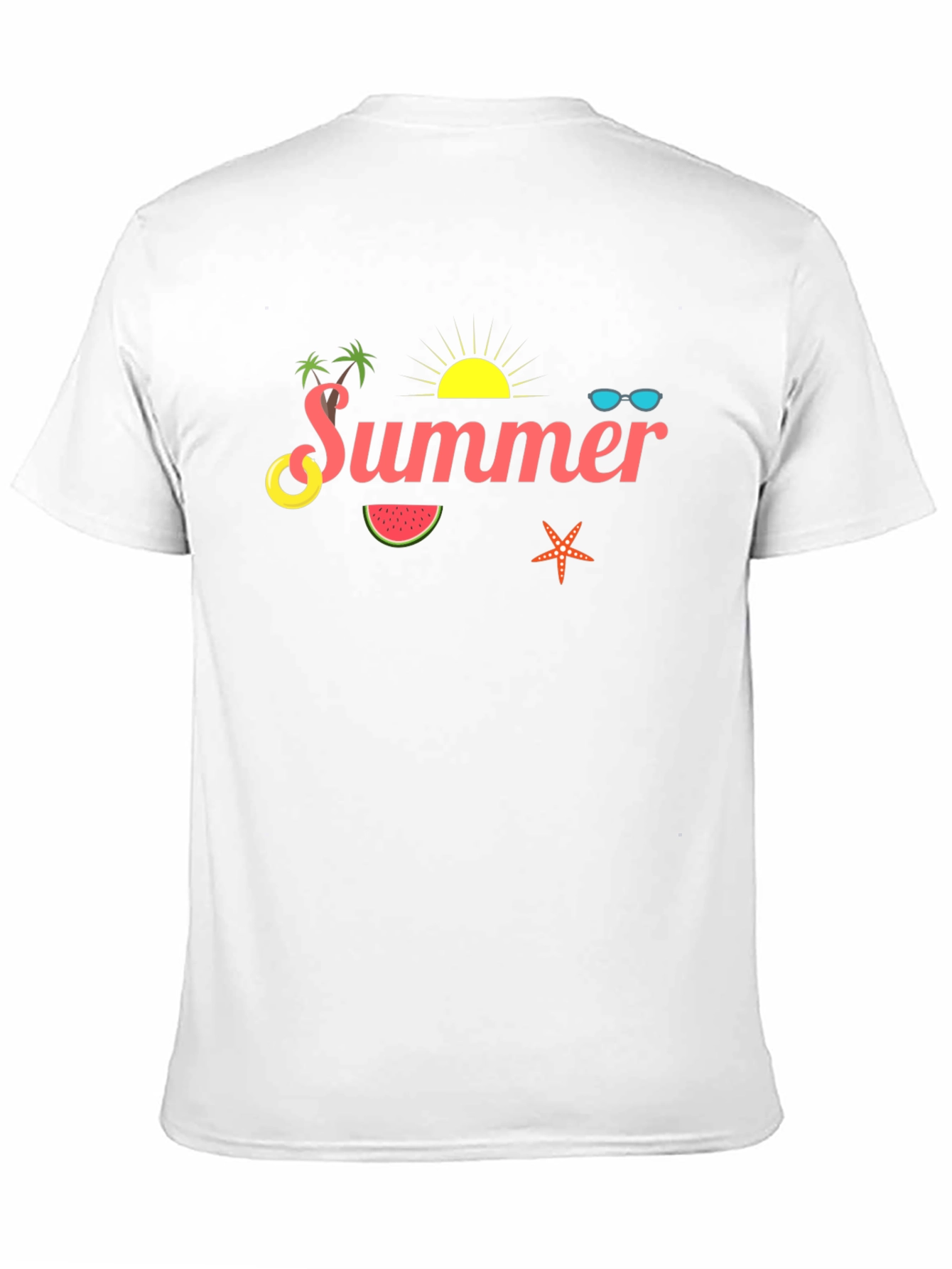 Summer Themed Black Cotton T-Shirt