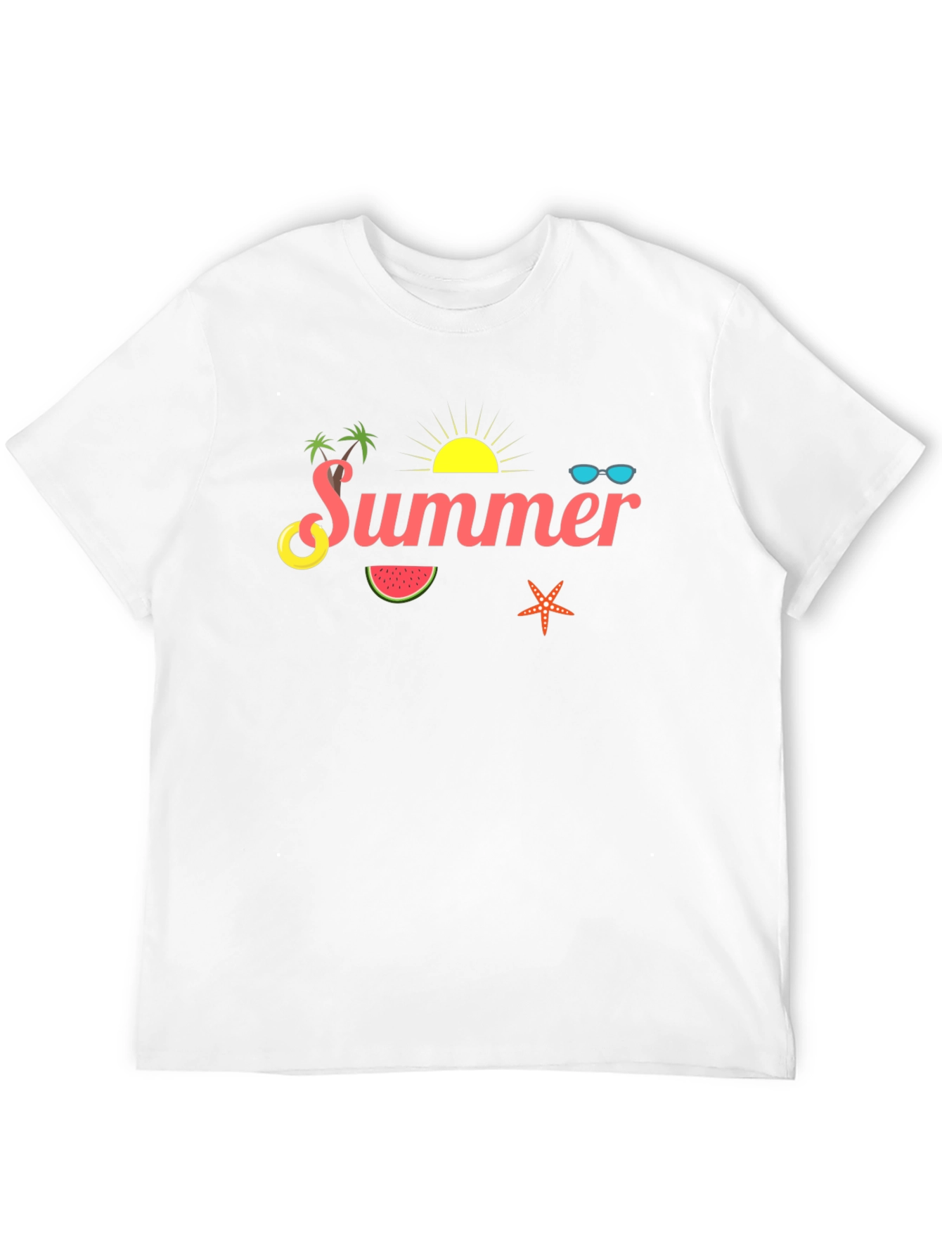 Summer Themed Black Cotton T-Shirt
