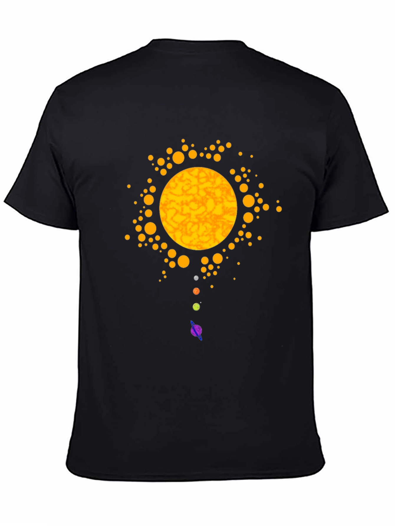 Solar System Graphic Print Black T-Shirt