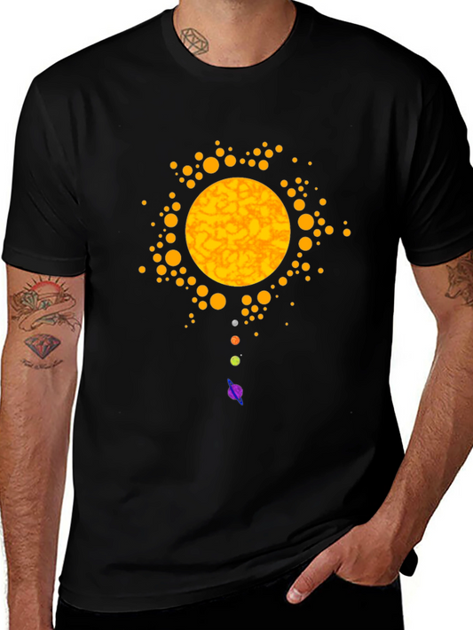 Solar System Graphic Print Black T-Shirt